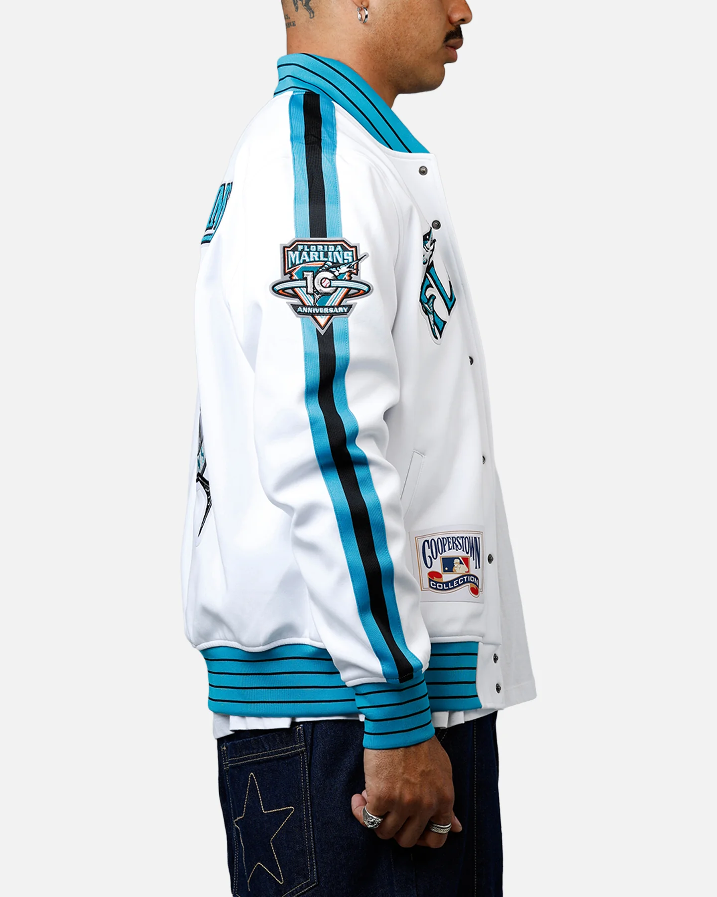 Pro Standard Florida Marlins Double Knit Jacket White - Image 4