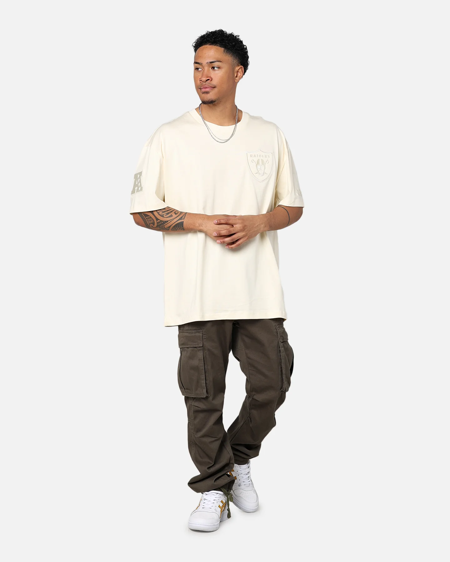 Pro Standard Las Vegas Raiders Drop Shoulder T-Shirt Eggshell - Image 6