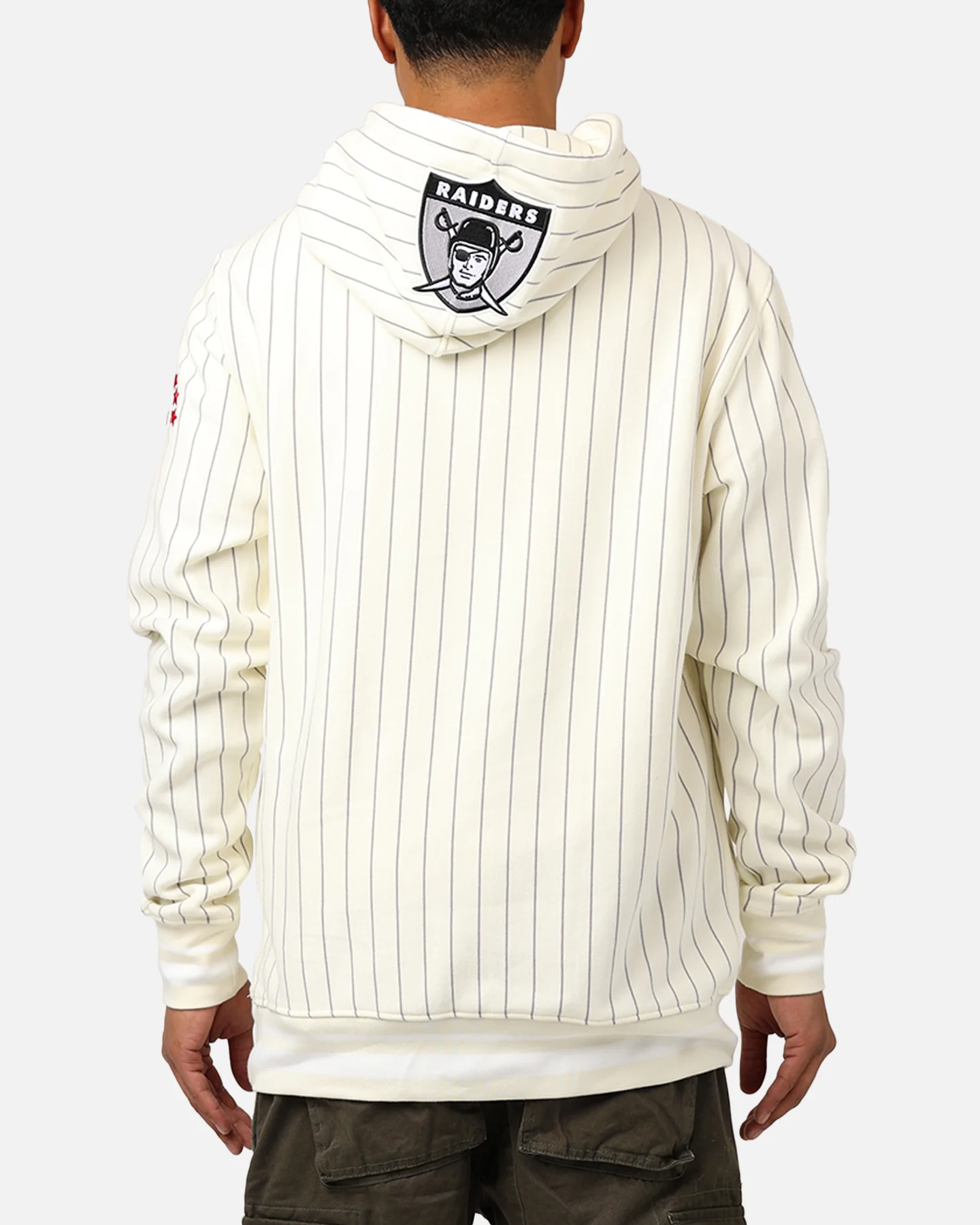 Pro Standard Las Vegas Raiders Pinstripe Hoodie Eggshell/Yellow - Image 2