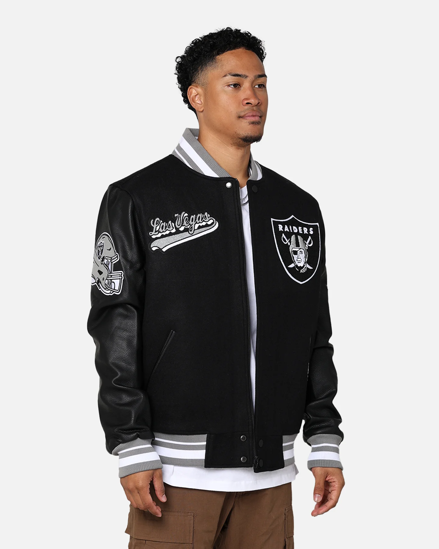Pro Standard Las Vegas Raiders Wool Varsity Jacket Black/Grey - Image 10