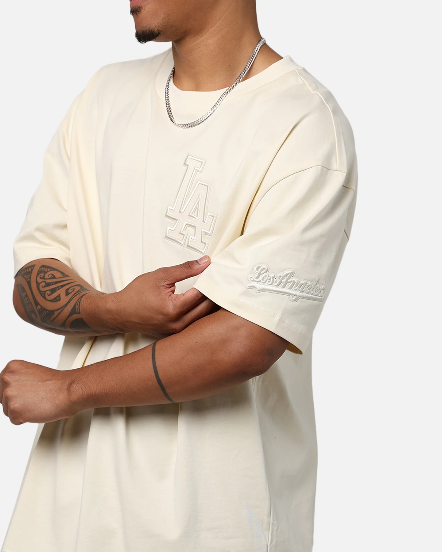 Pro Standard Los Angeles Dodgers Drop Shoulder T-Shirt Eggshell - Image 8
