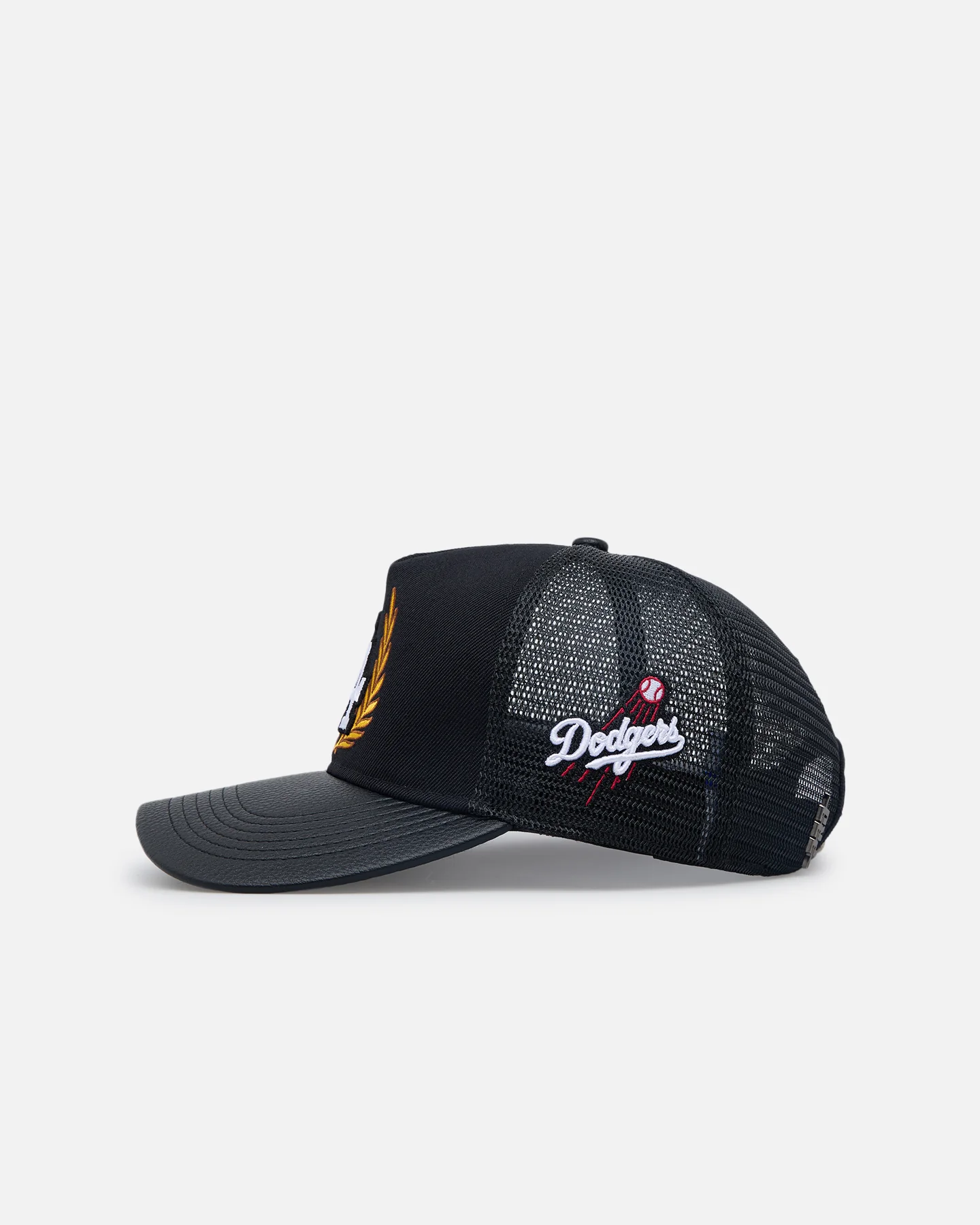 Pro Standard Los Angeles Dodgers Fast Lane Logo Wool Trucker Strapback Black - Image 5