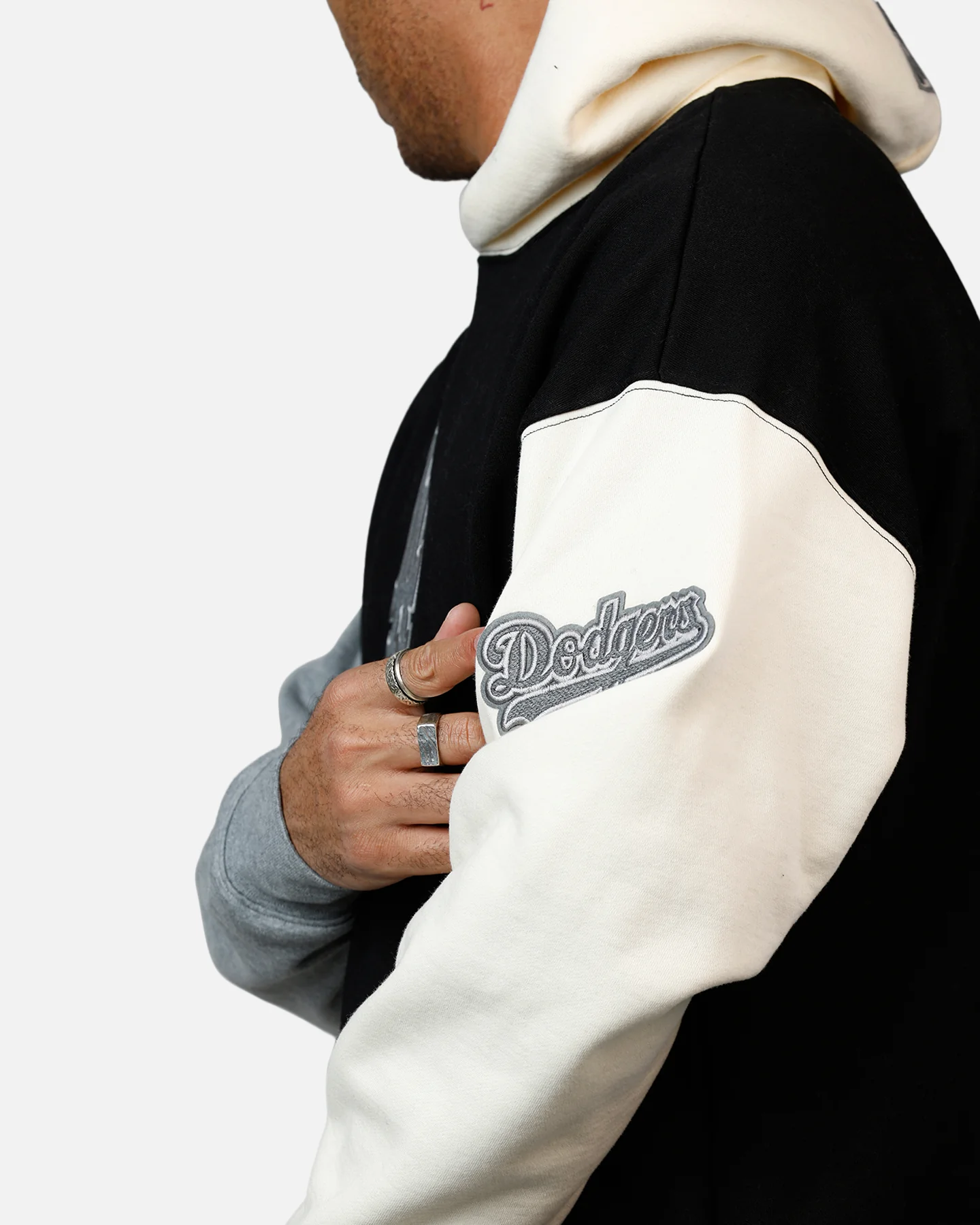 Pro Standard Los Angeles Dodgers Reverse French Terry Hoodie Black/Grey - Image 8
