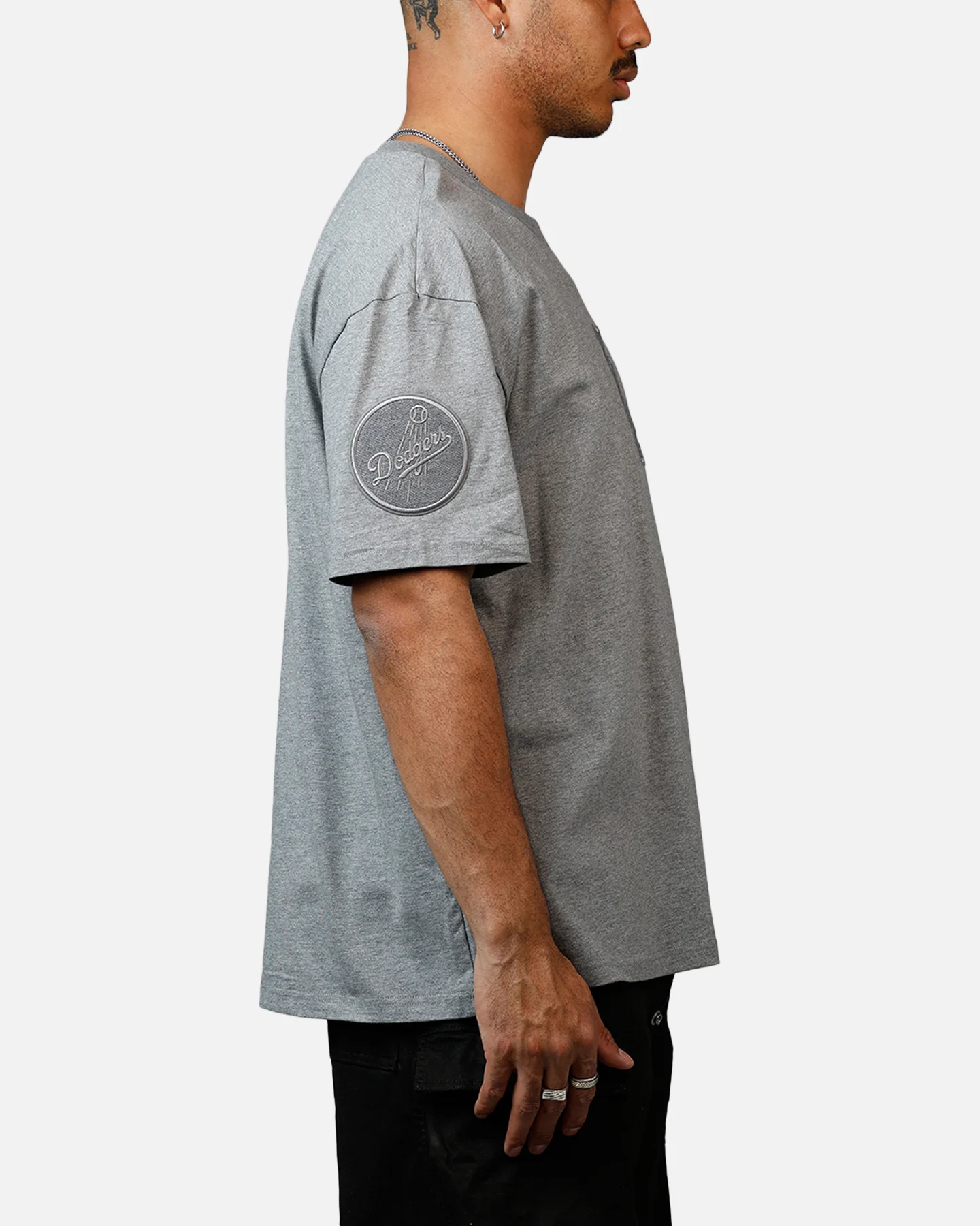 Pro Standard Los Angeles Dodgers Reverse French Terry T-Shirt Grey - Image 4