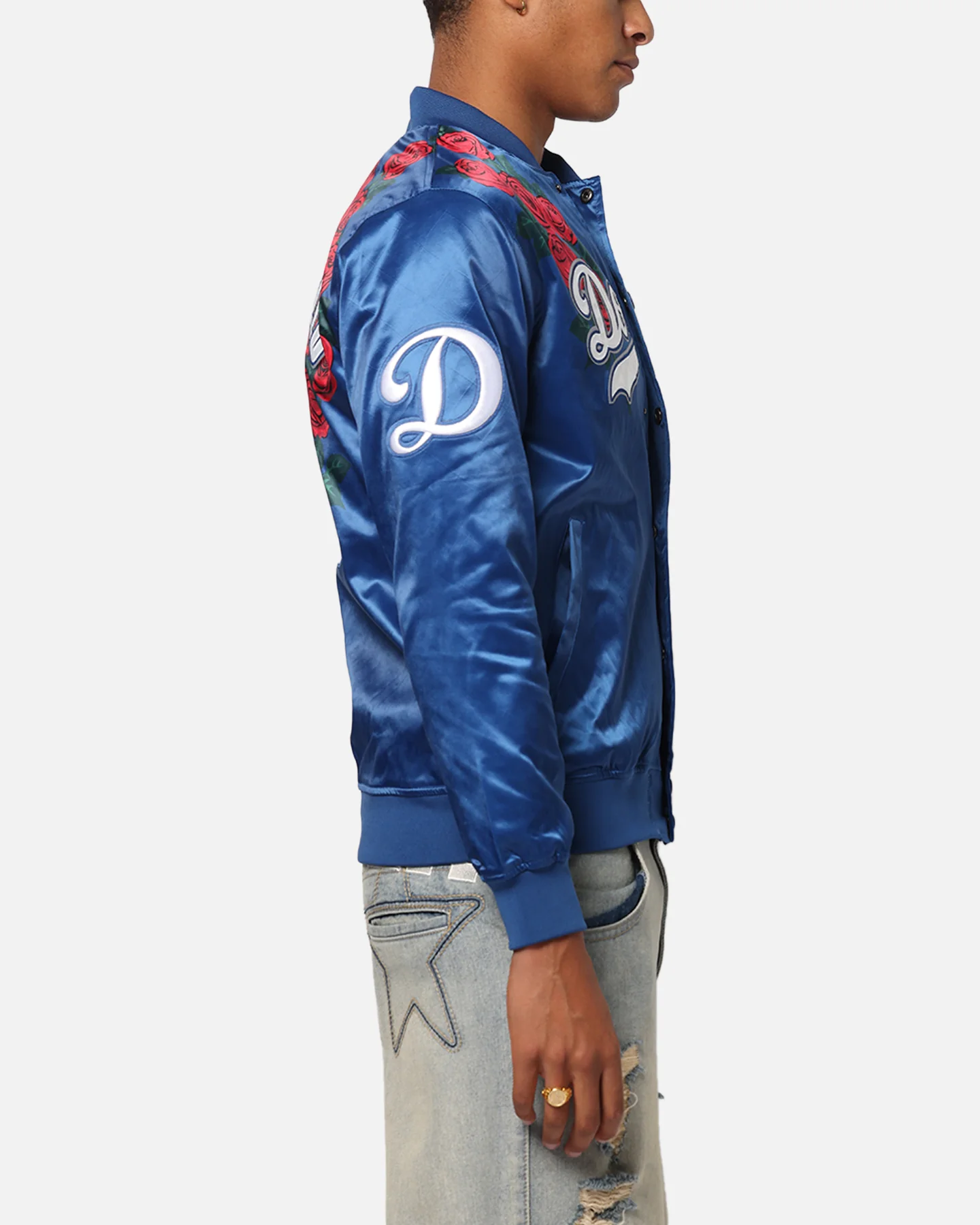 Pro Standard Los Angeles Dodgers Roses Satin Jacket Dark Blue - Image 5