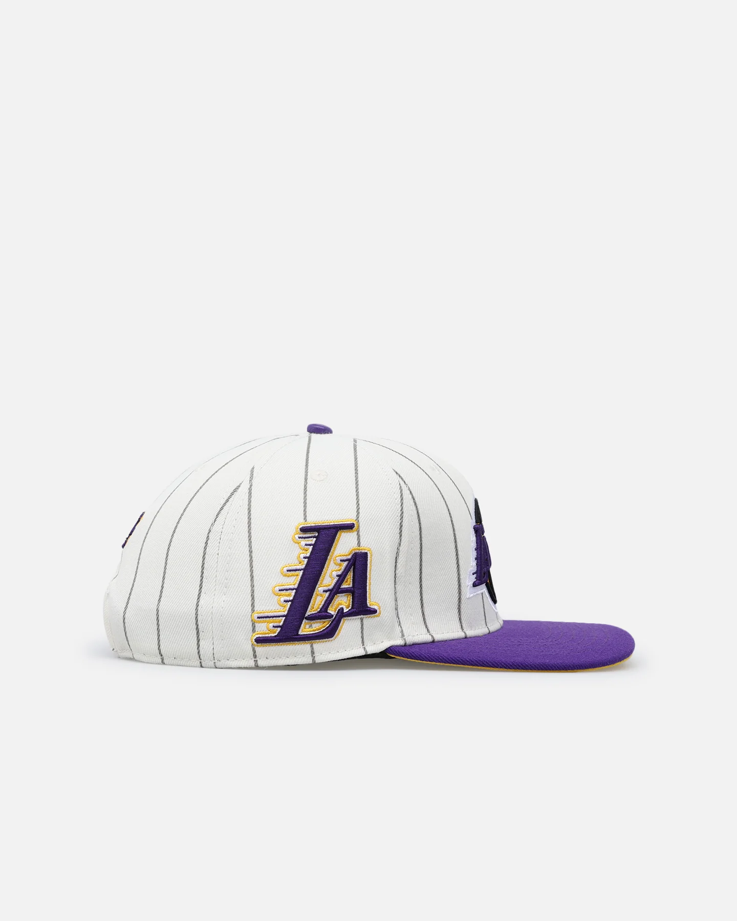 Pro Standard Los Angeles Lakers Pinstripe Wool Snapback Eggshell/Yellow - Image 3