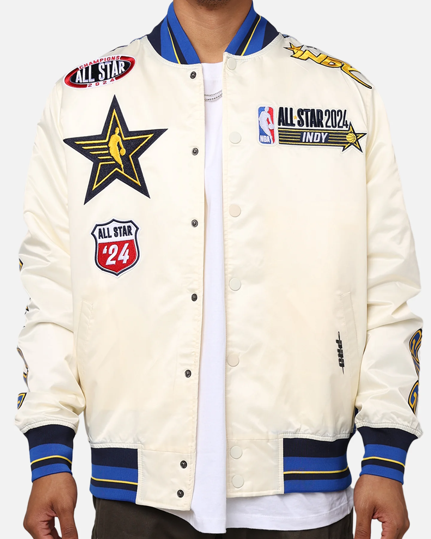 Pro Standard NBA All Star Game 2024 Satin Jacket Eggshell/Midnight Navy - Image 4