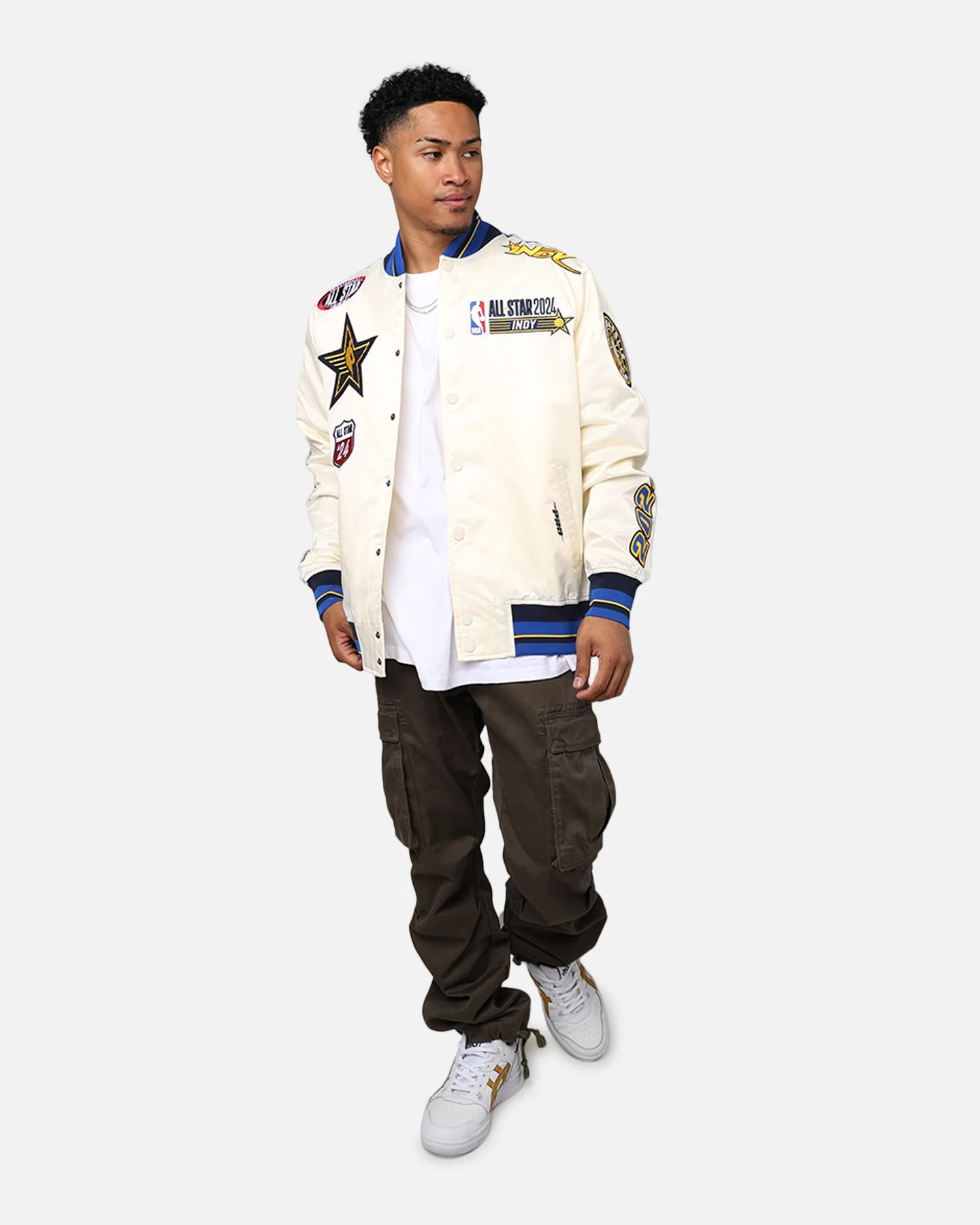 Pro Standard NBA All Star Game 2024 Satin Jacket Eggshell/Midnight Navy - Image 8