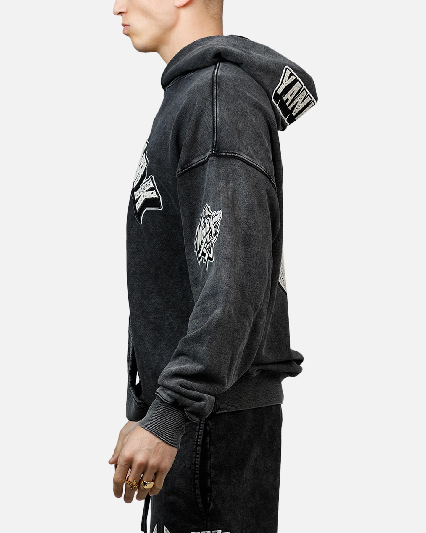 Pro Standard New York Yankees Raffia Hoodie Black Acidwash - Image 5