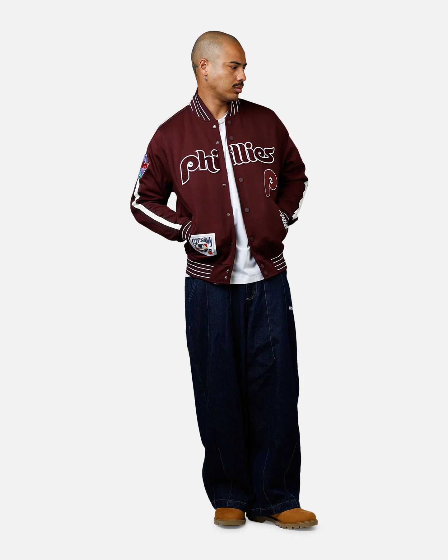 Pro Standard Philadelphia Phillies Double Knit Jacket Burgundy - Image 3