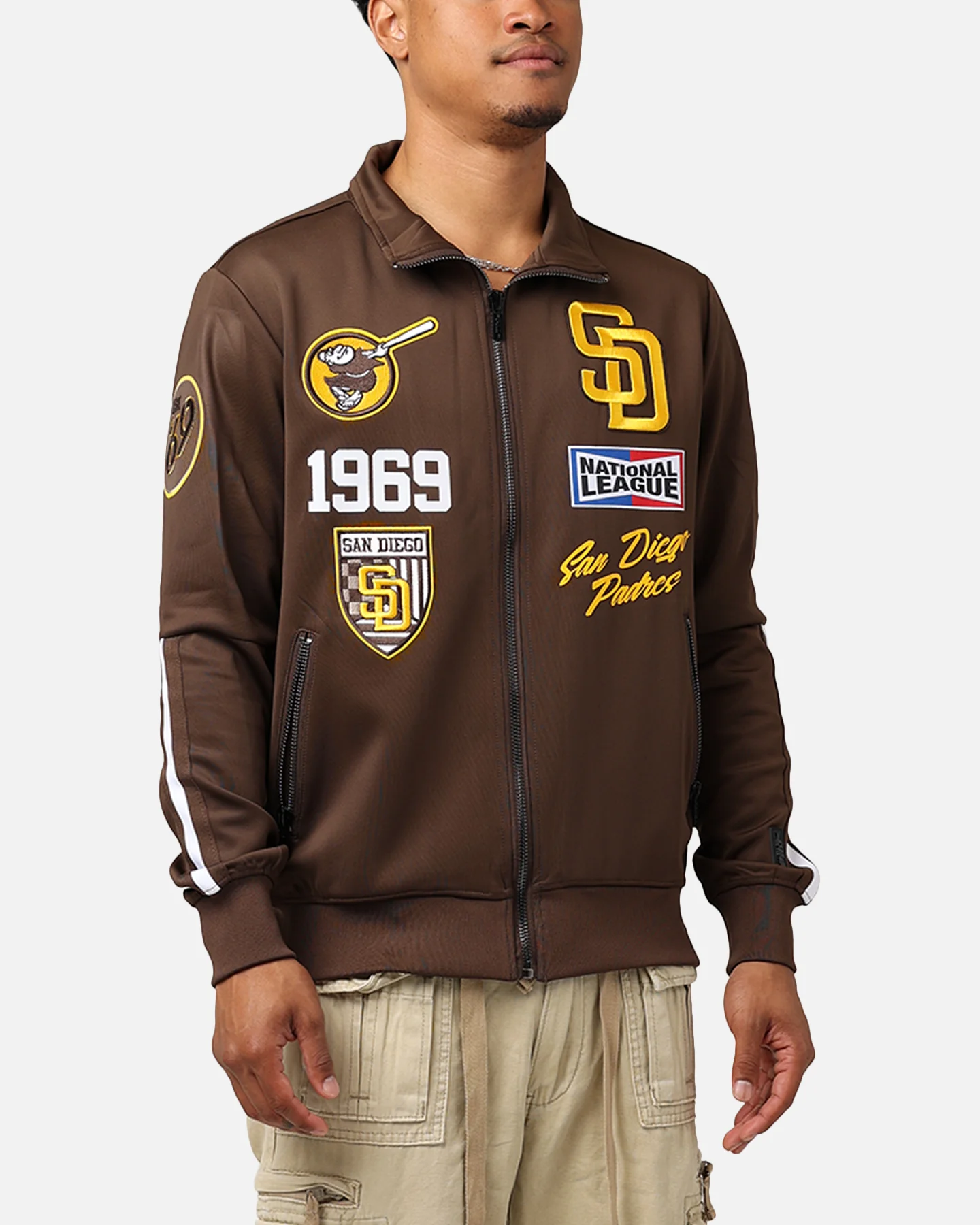 Pro Standard San Diego Padres Fast Lane Track Jacket Brown - Image 6