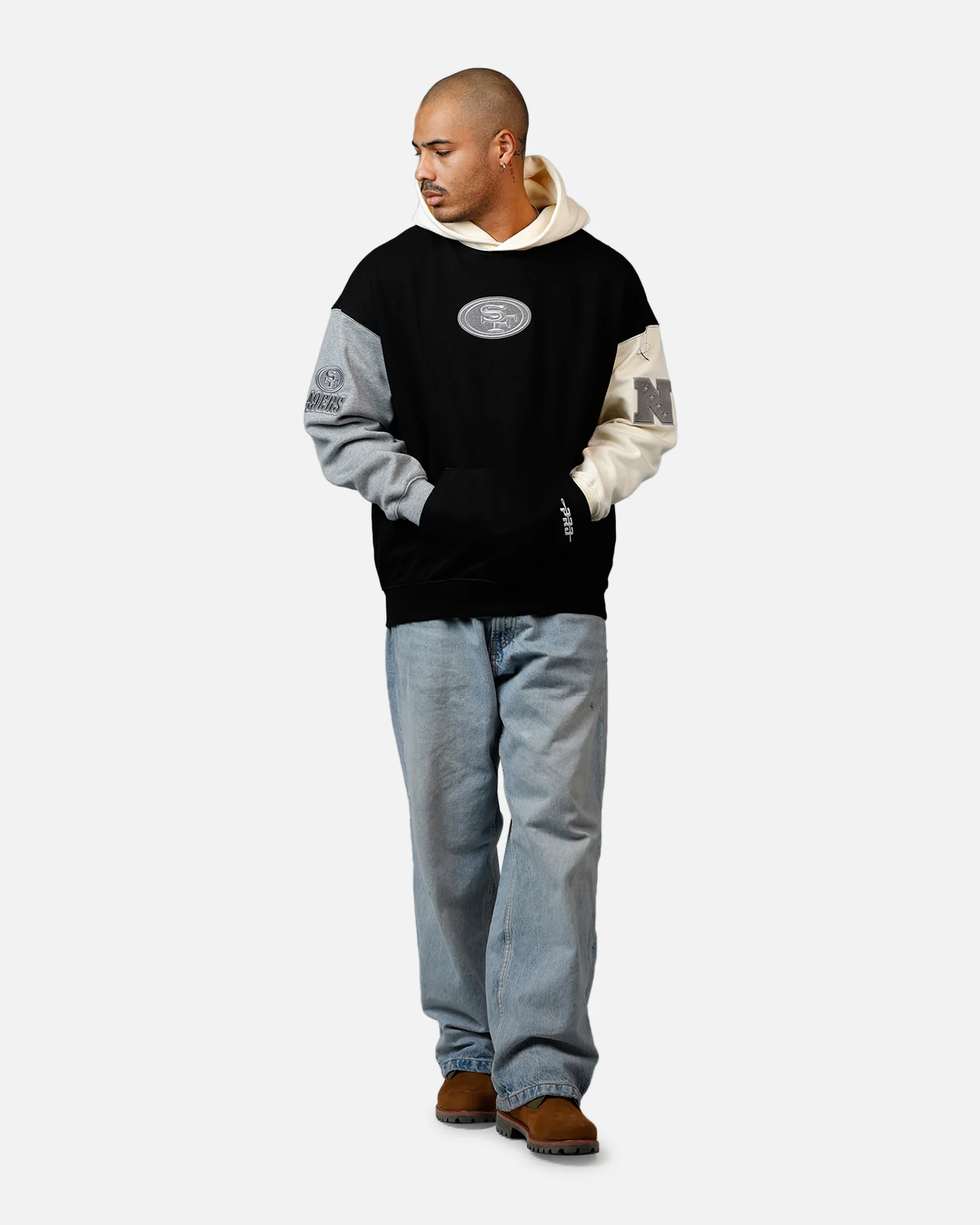 Pro Standard San Francisco 49ers Reverse French Terry Hoodie Black/Grey - Image 3