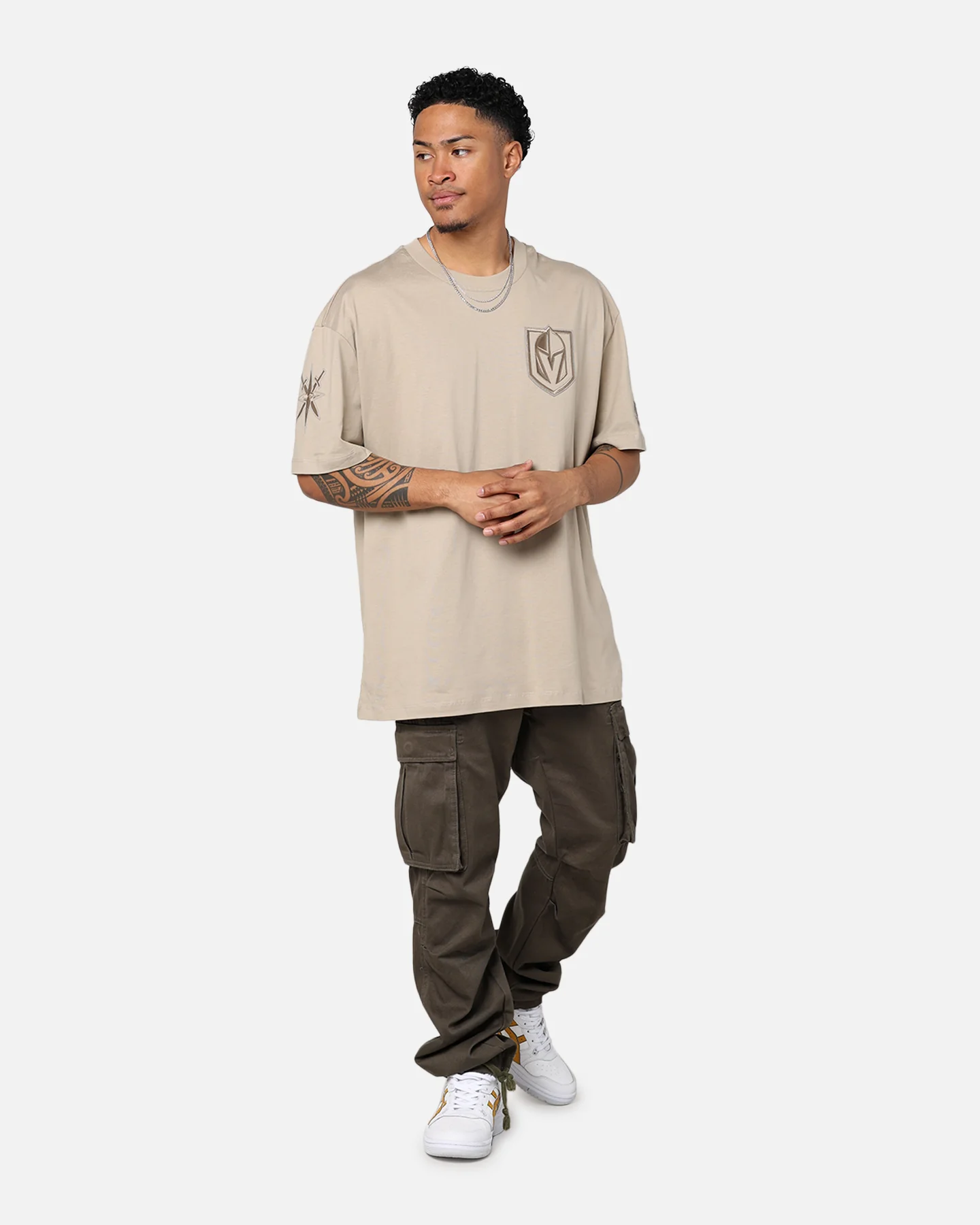 Pro Standard Vegas Golden Knights Drop Shoulder T-Shirt Taupe - Image 6