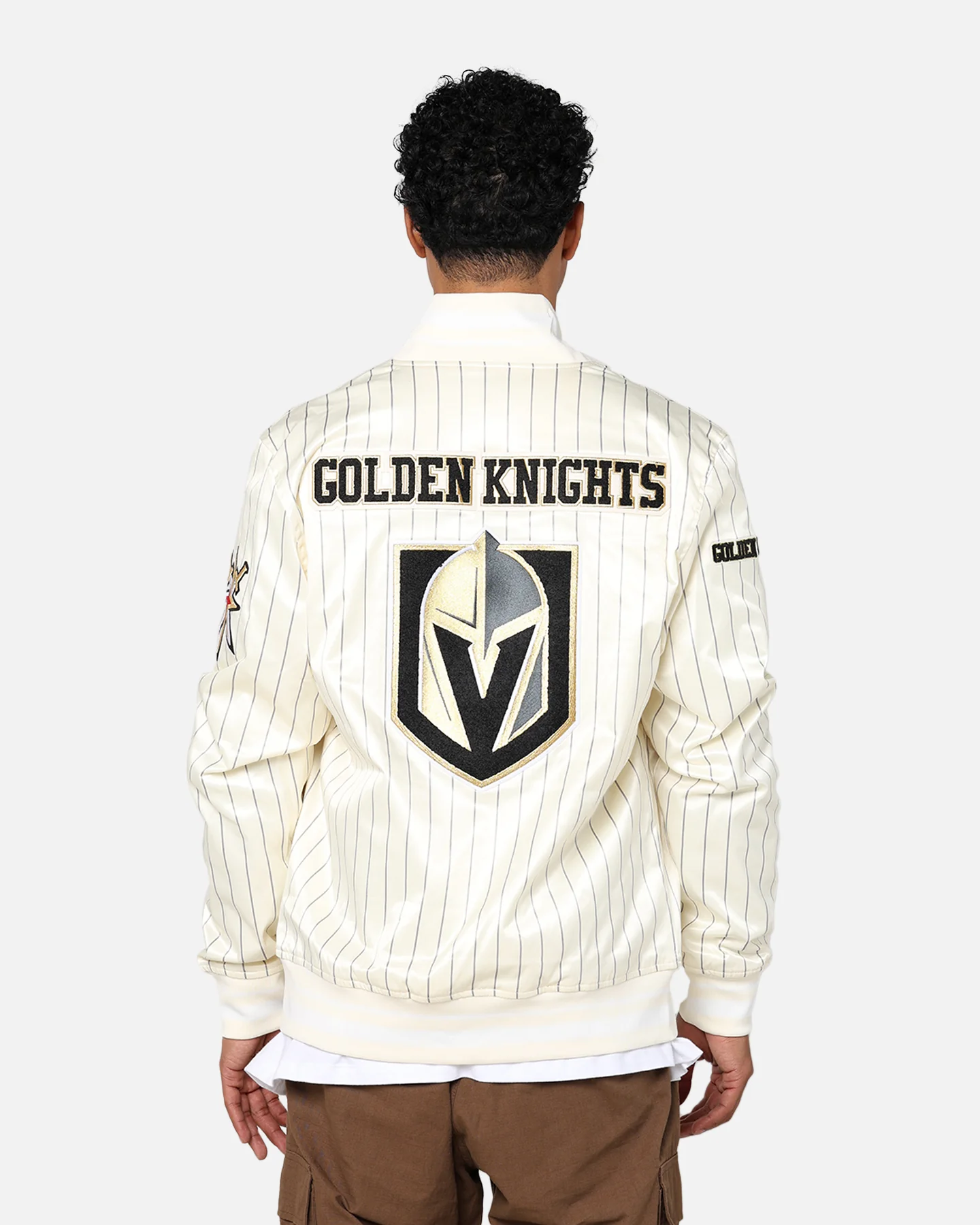 Pro Standard Vegas Golden Knights Pinstripe Jacket Eggshell/Yellow - Image 5