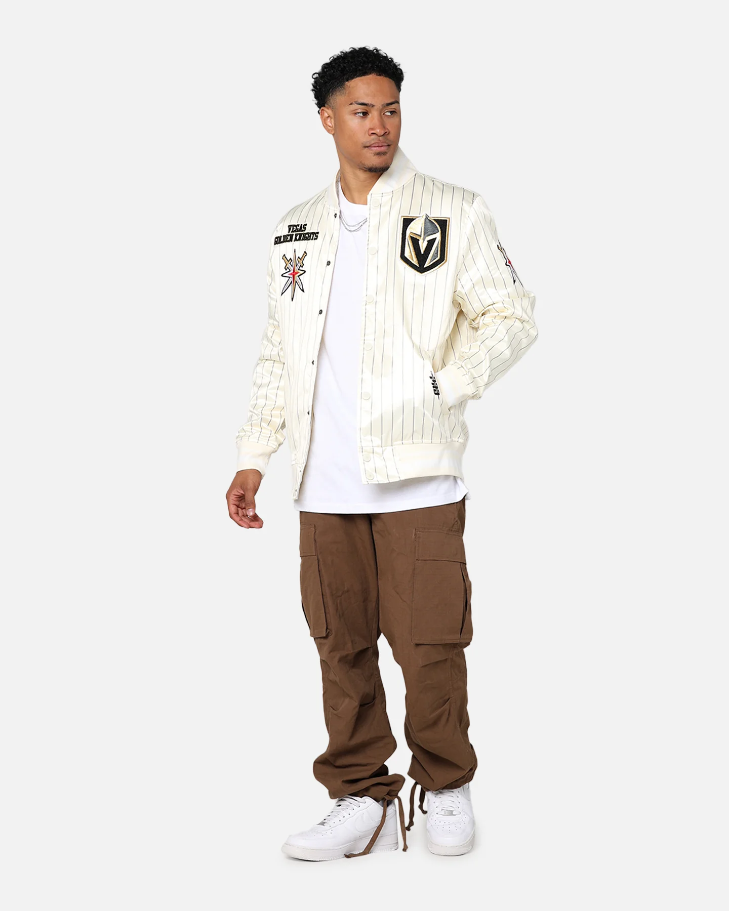 Pro Standard Vegas Golden Knights Pinstripe Jacket Eggshell/Yellow - Image 8