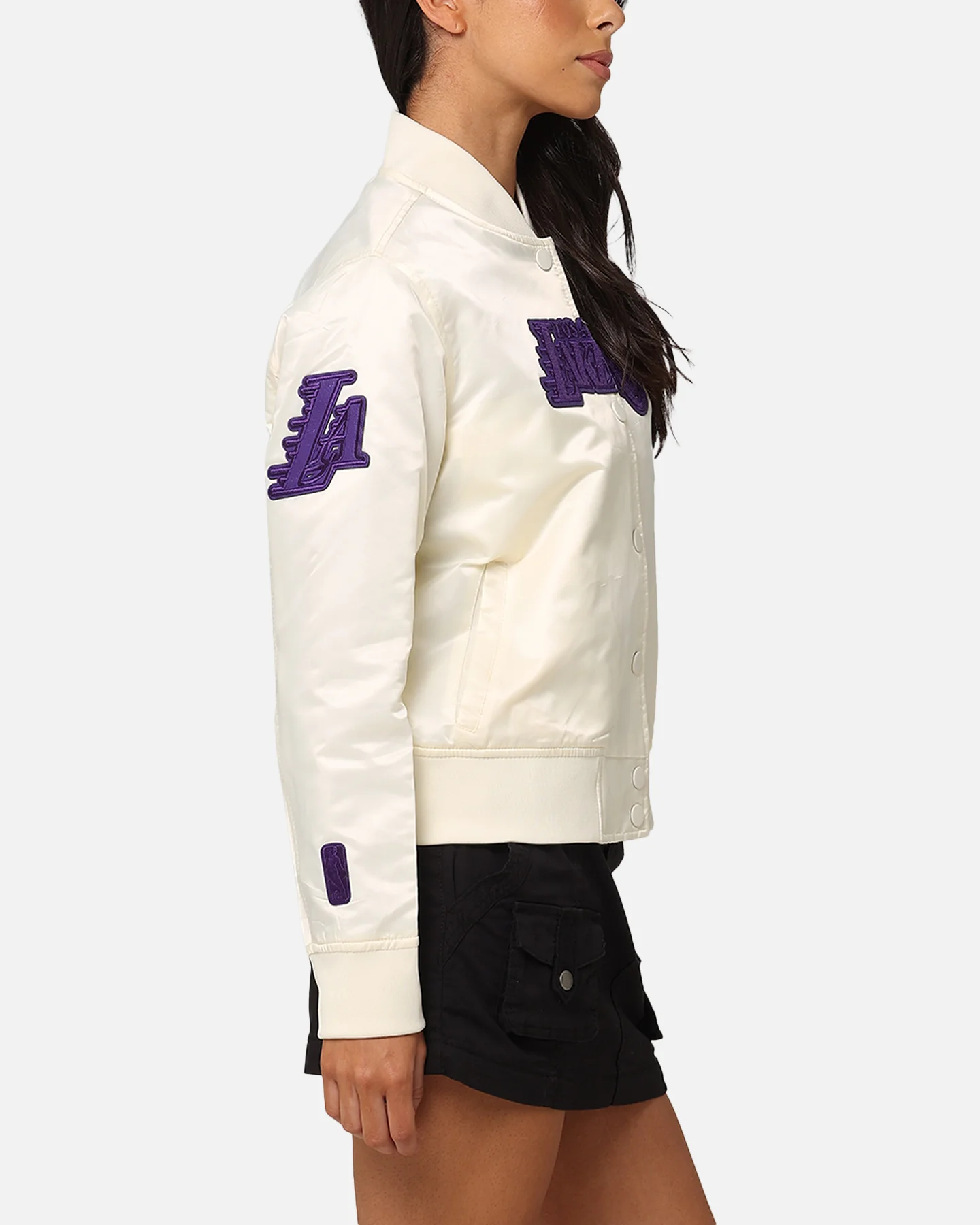 Pro Standard Women's Los Angeles Lakers Triple Tonal Satin Jacket Eggshell - Image 5