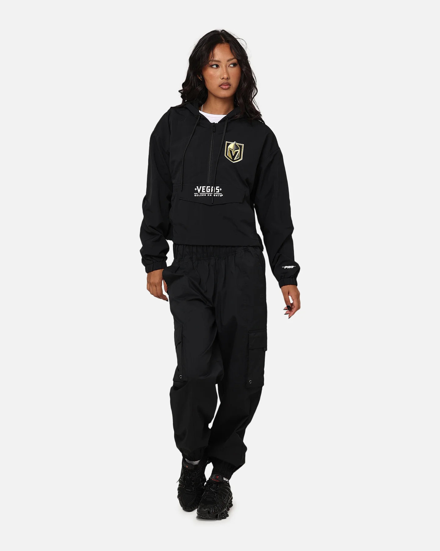 Pro Standard Women's Vegas Golden Knights Woven Half Zip Cropped Jacket Black - Image 3