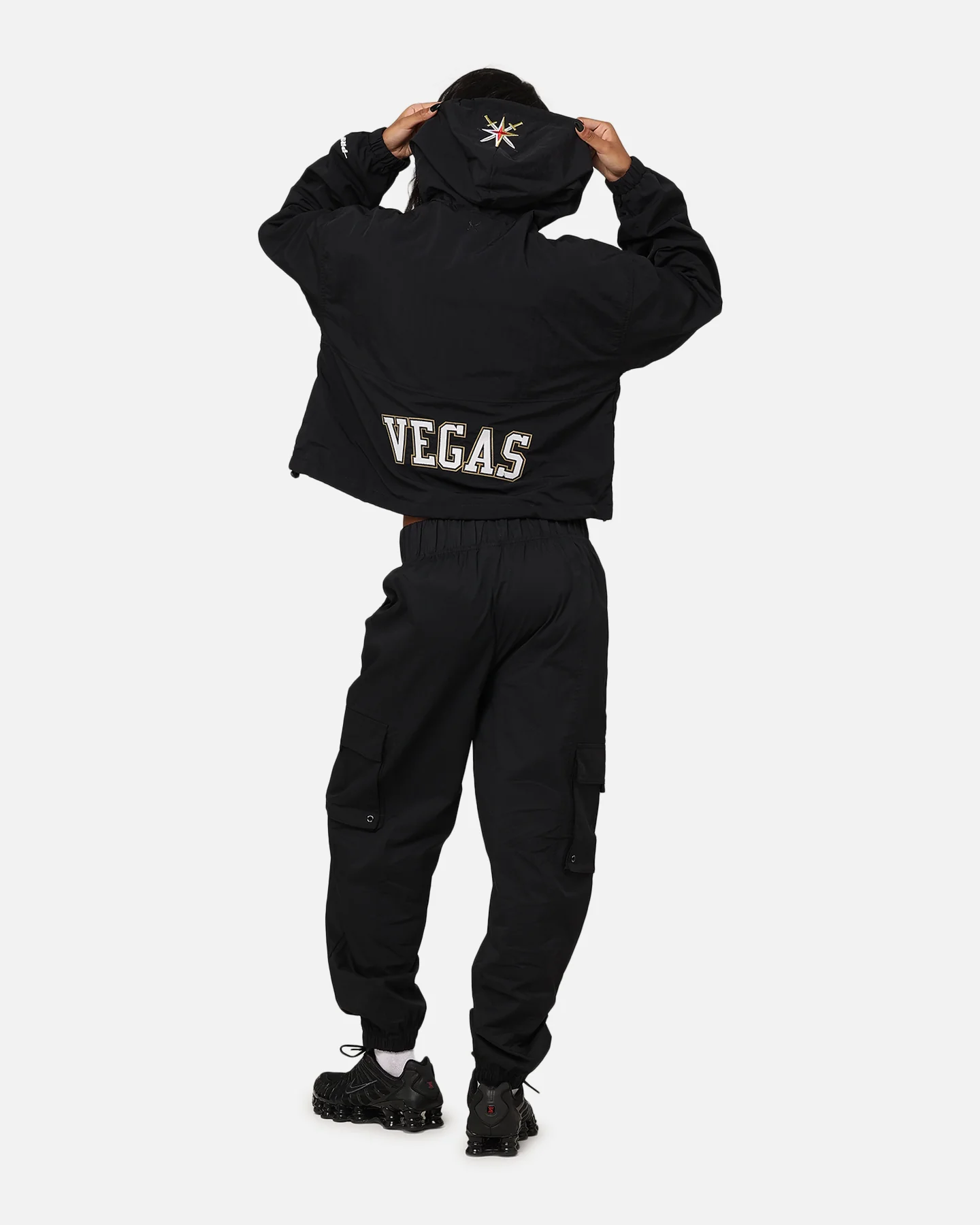 Pro Standard Women's Vegas Golden Knights Woven Half Zip Cropped Jacket Black - Image 4