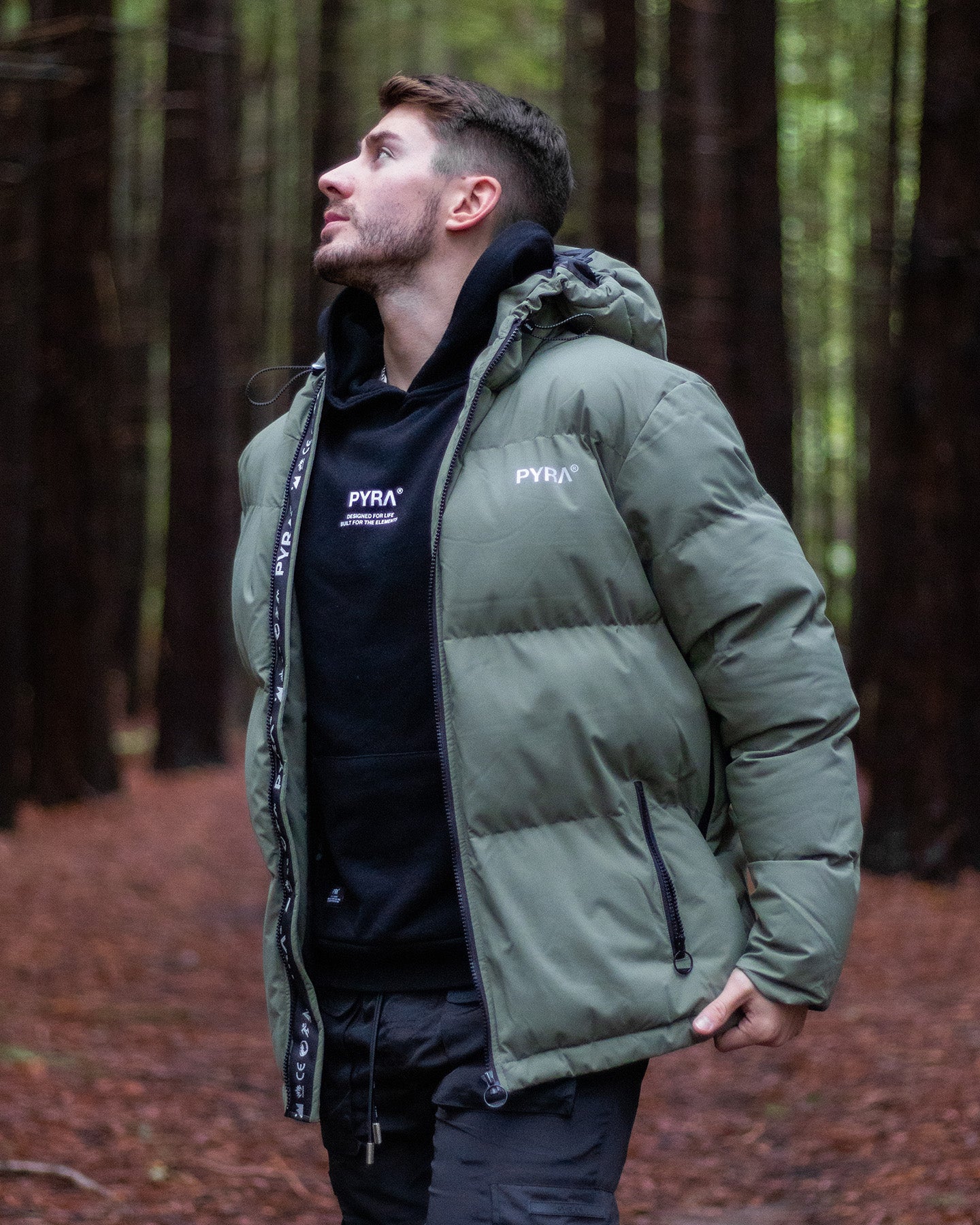 PYRA Alpine Puffa Jacket Olive Green - Image 4