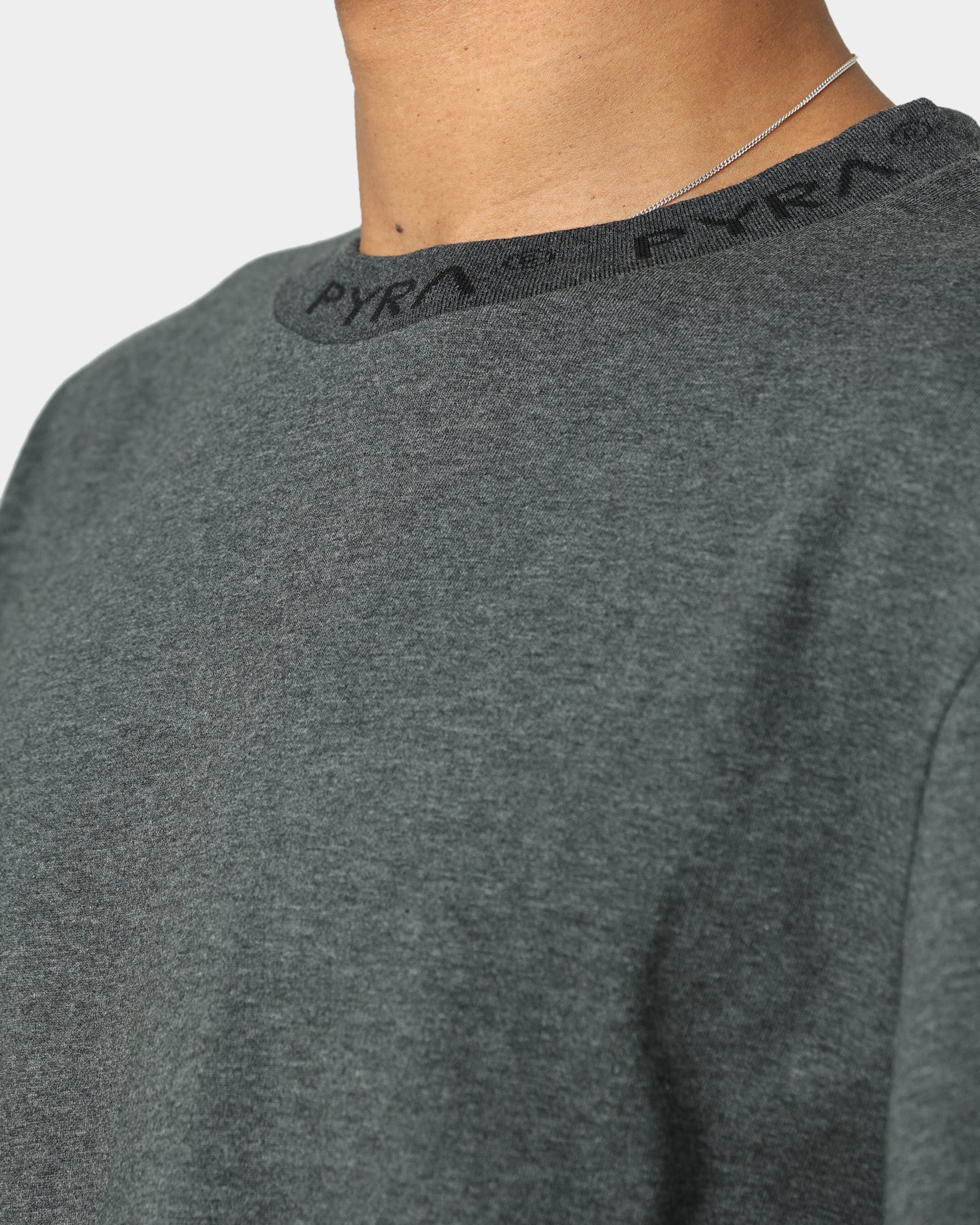 PYRA Jacquard Logo T-Shirt Grey Marle - Image 9