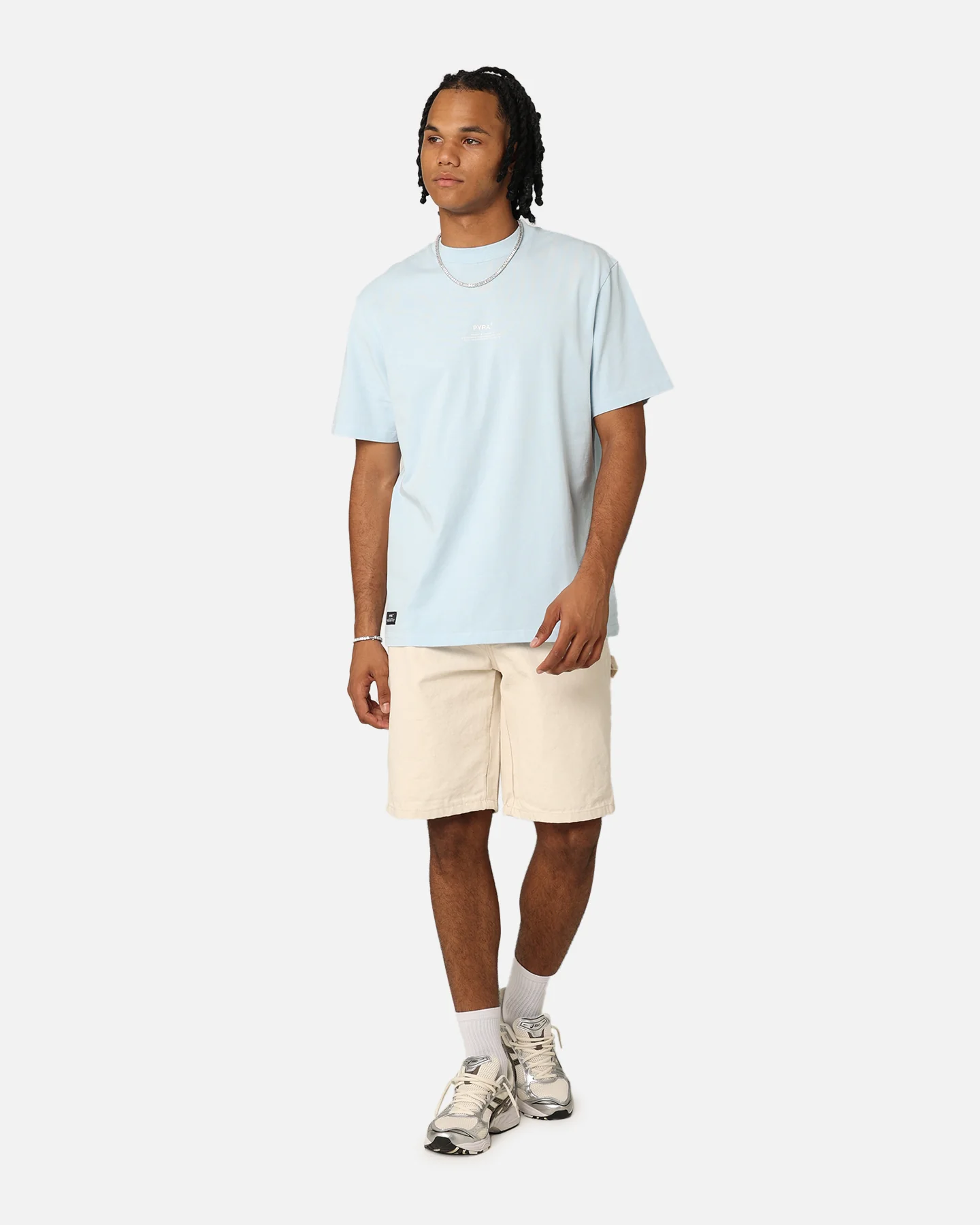 Pyra Stacked Logo T-Shirt Pale Blue - Image 2