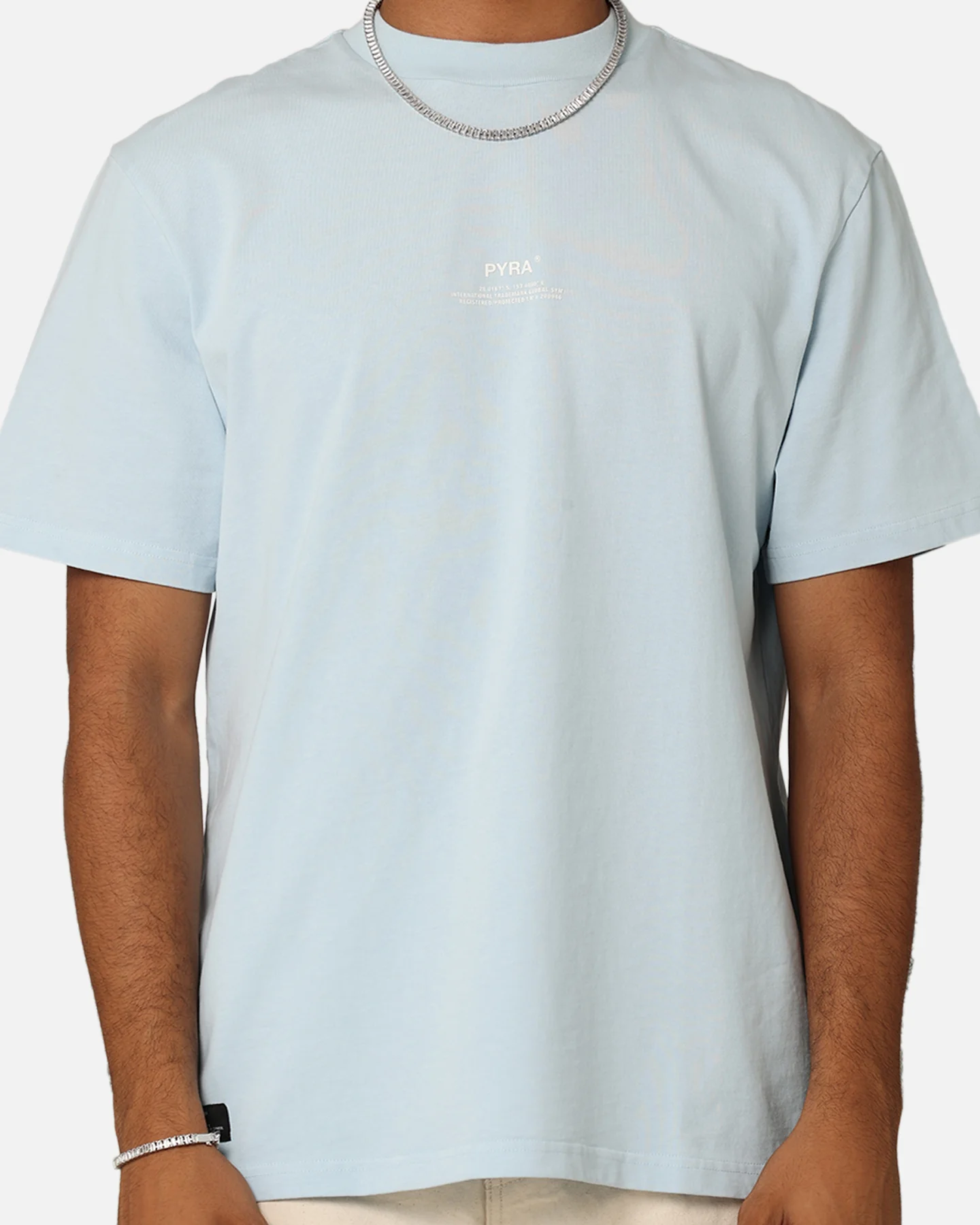 Pyra Stacked Logo T-Shirt Pale Blue - Image 3