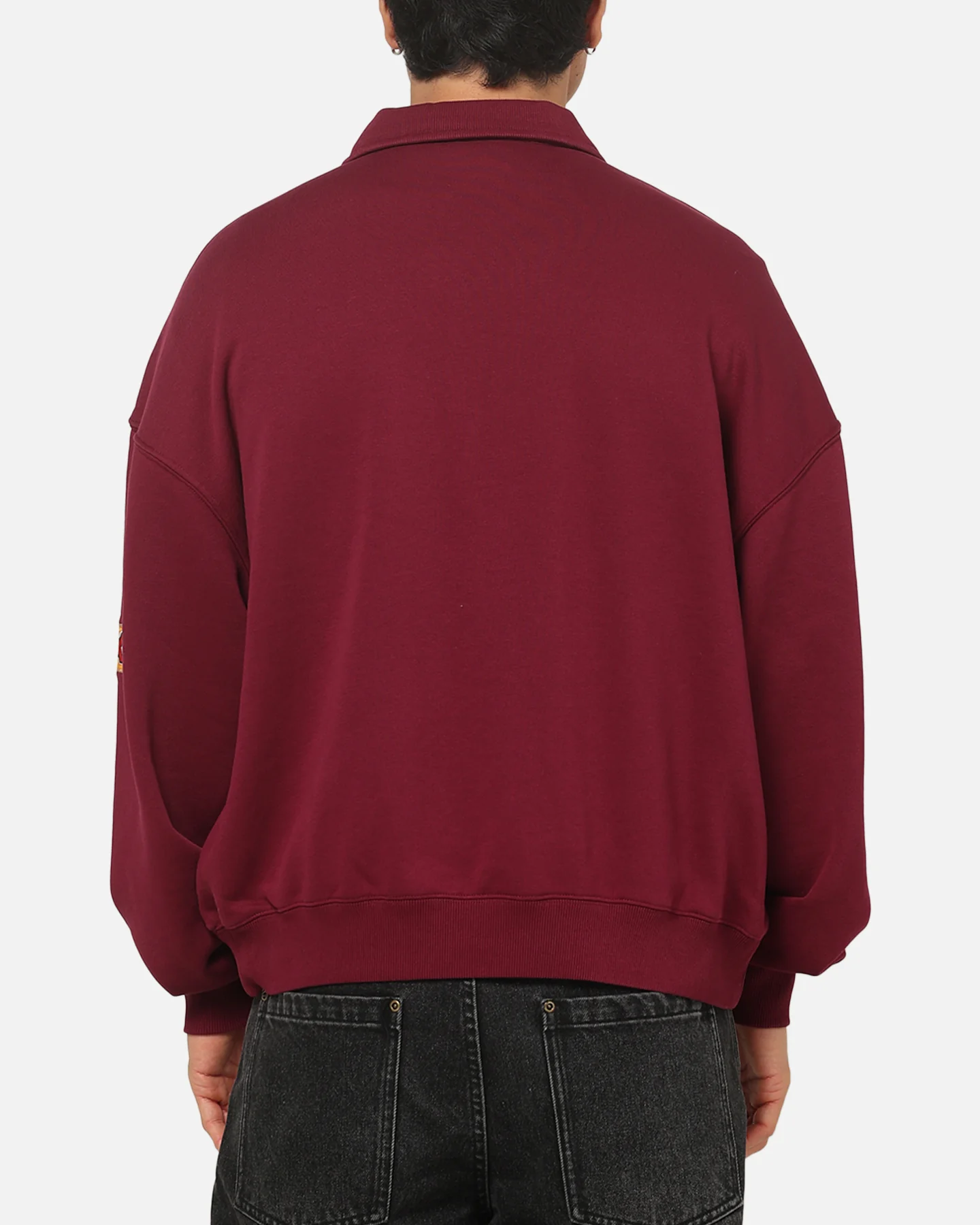 Mitchell & Ness Queensland Maroon Oversized Quarter Zip Crewneck Maroon - Image 3