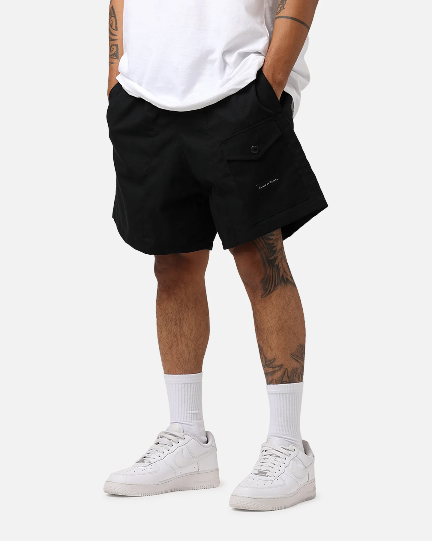 Raised By Wolves Barbarian Ripstop Camp Shorts Black - Image 4