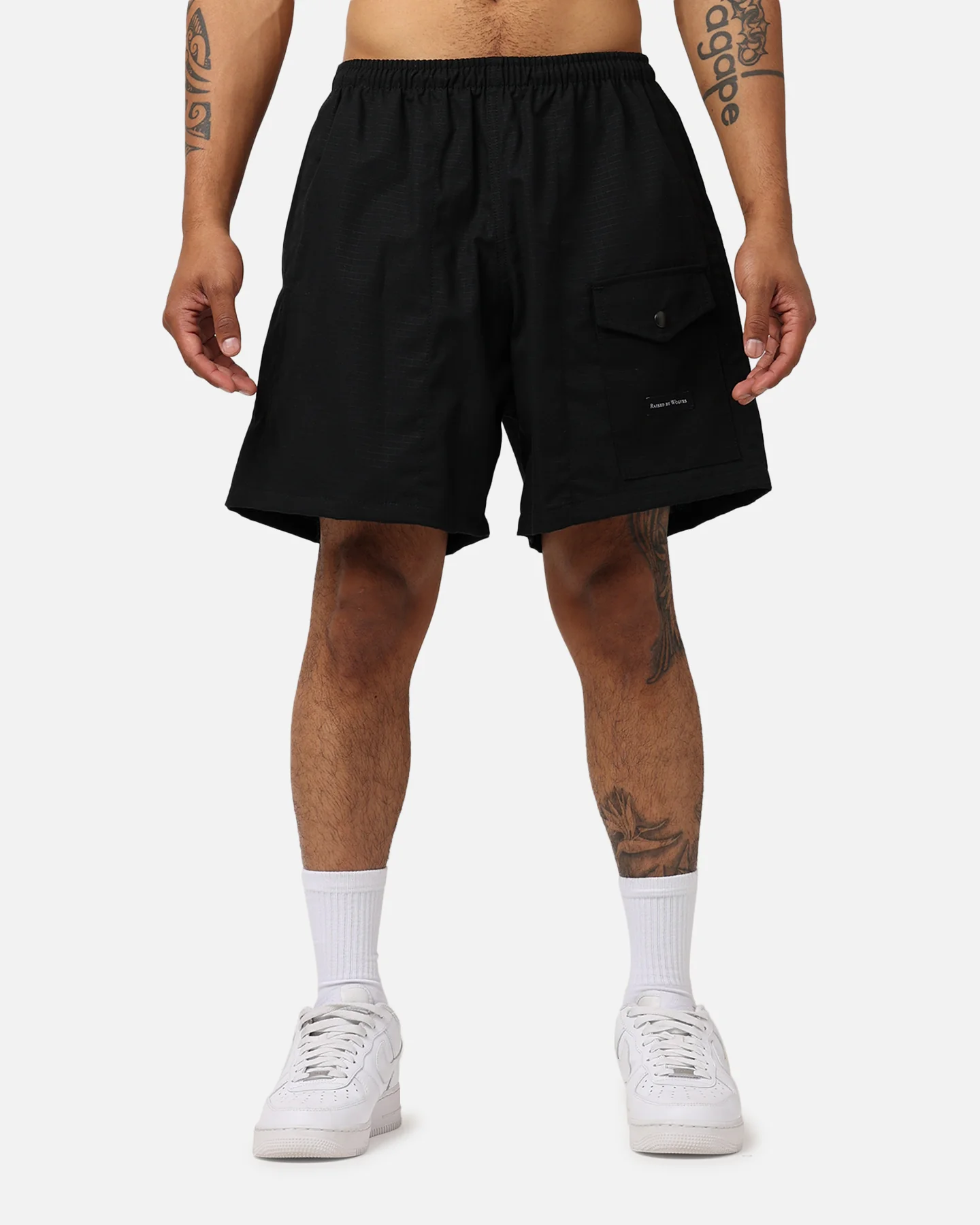 Raised By Wolves Barbarian Ripstop Camp Shorts Black - Image 7