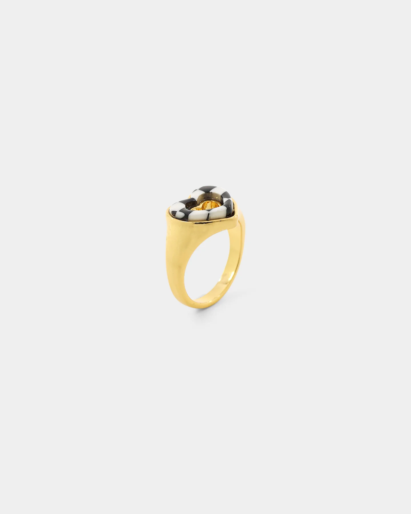 Raising Hell Checkered Heart Ring Gold/Black - Image 3