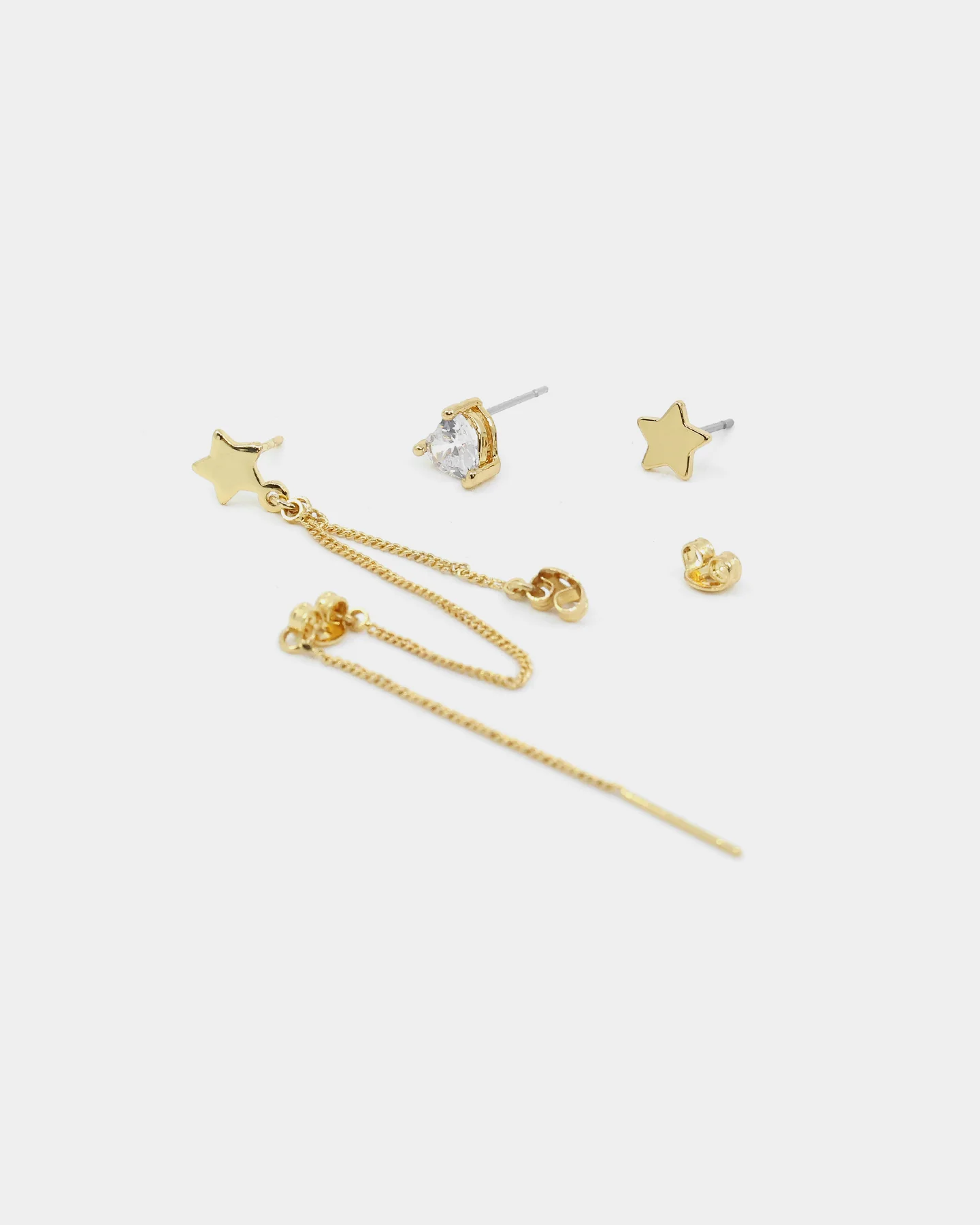 Raising Hell Women's Starry Heart Earrings Chain Iced Gold - Image 6