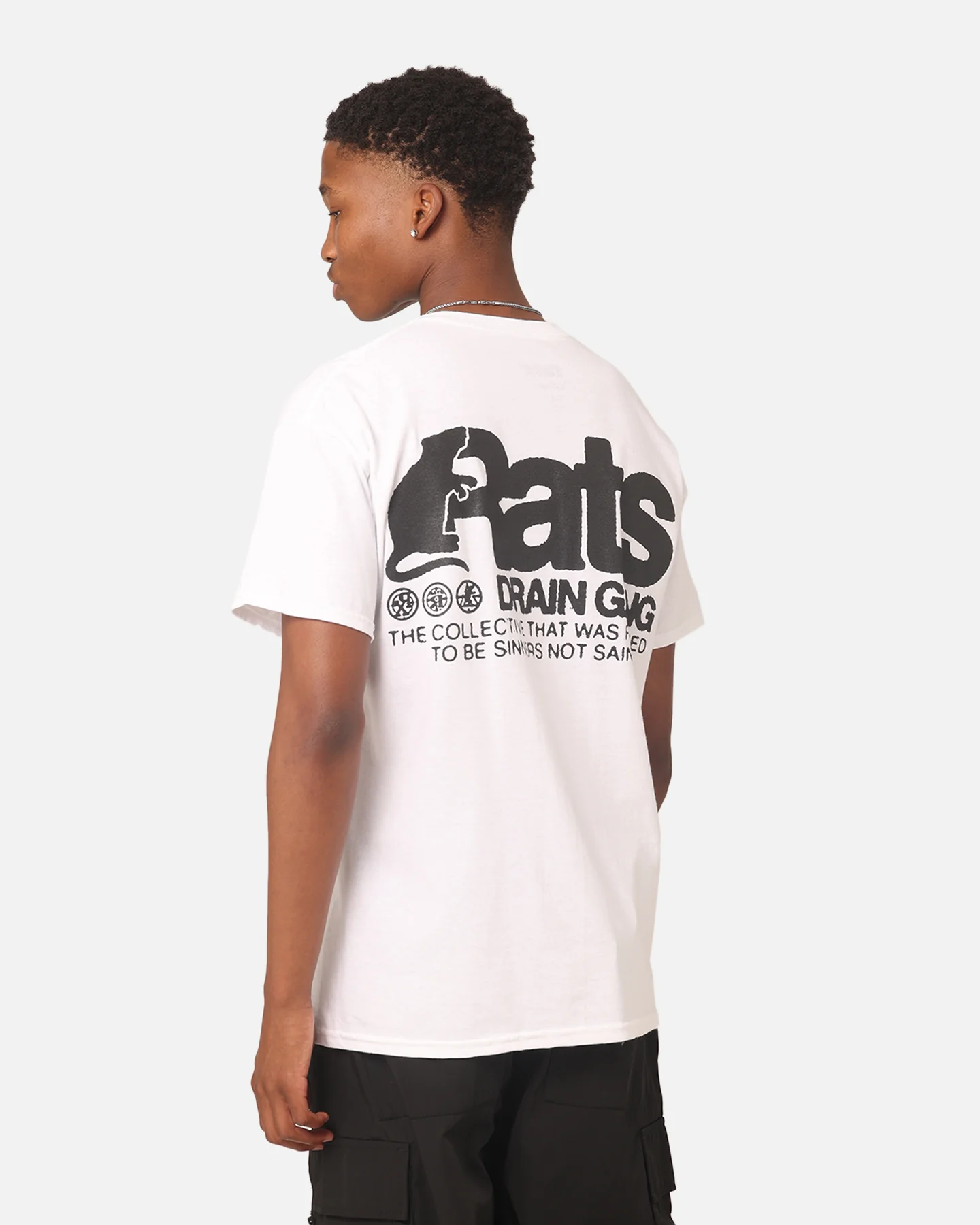 Rats Get Fat Drain Gang T-Shirt White - Image 2
