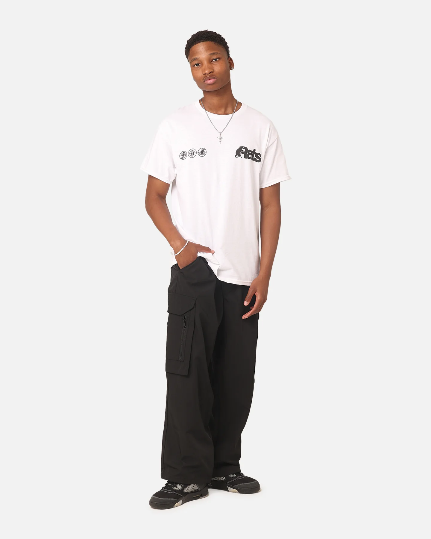 Rats Get Fat Drain Gang T-Shirt White - Image 3