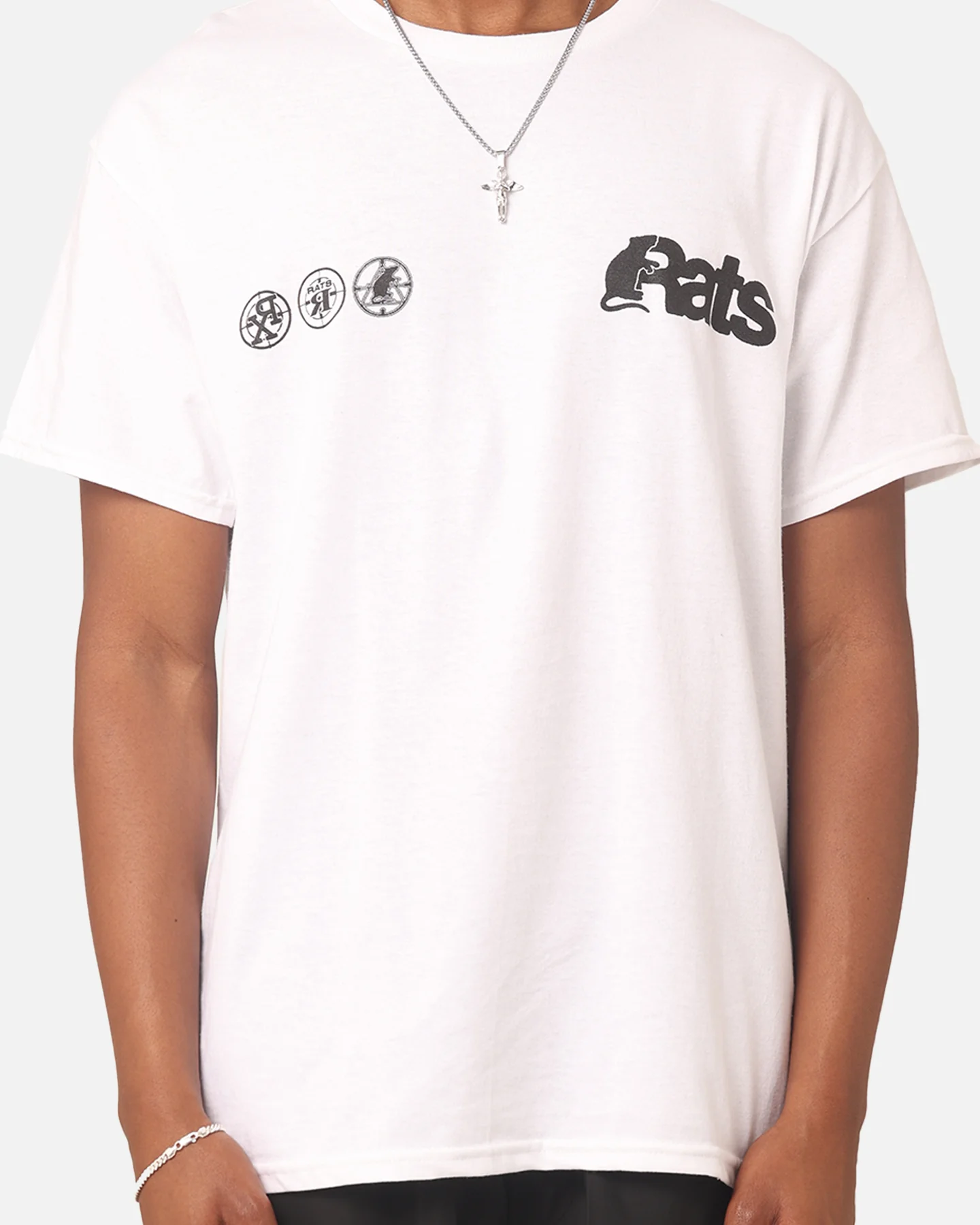 Rats Get Fat Drain Gang T-Shirt White - Image 4