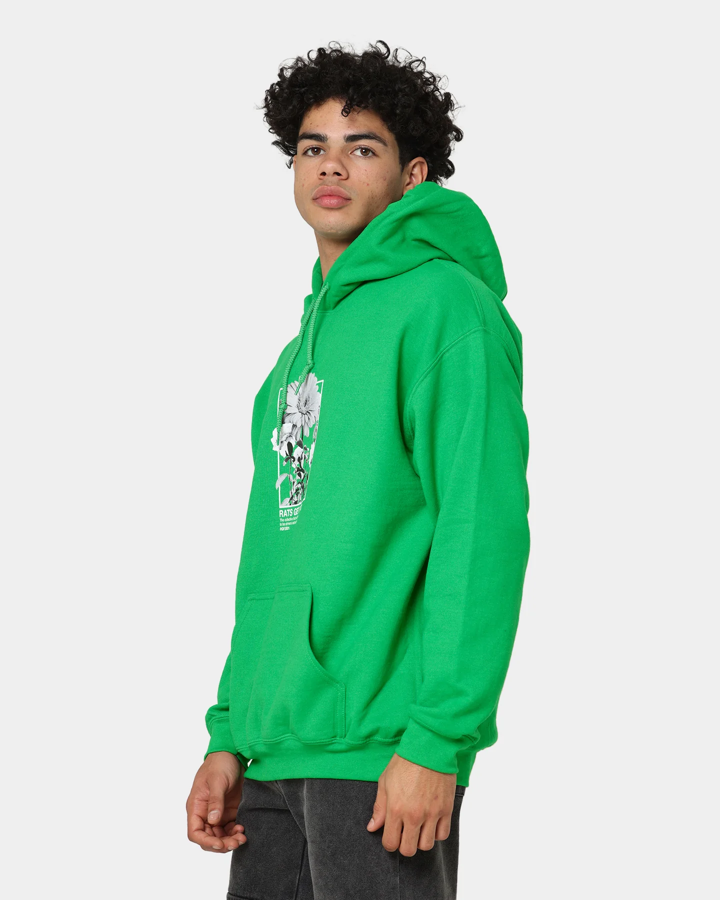 Rats Get Fat Paint Flower Hoodie Green - Image 7