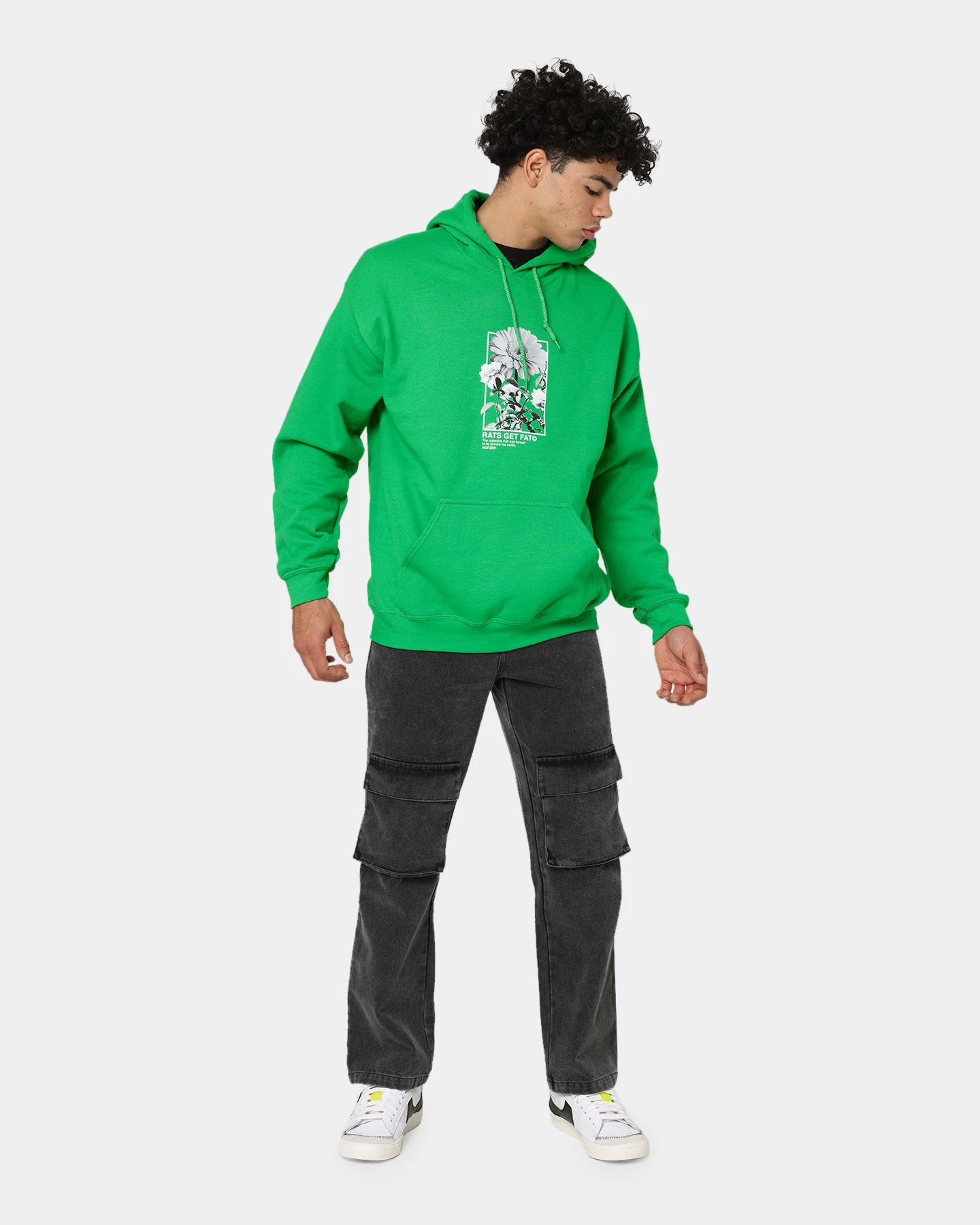 Rats Get Fat Paint Flower Hoodie Green - Image 8