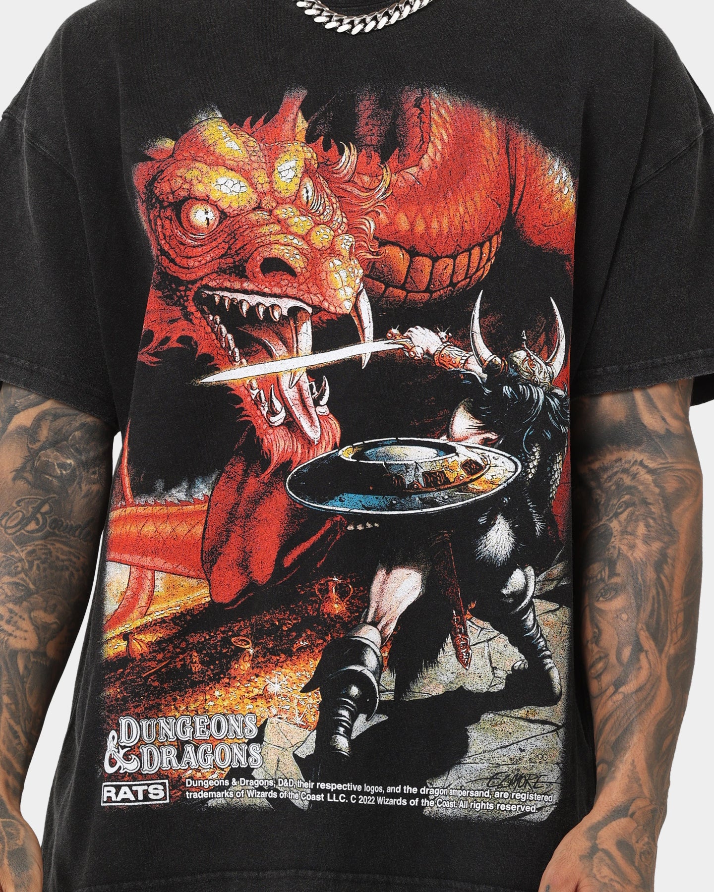 Rats Get Fat X Dungeons And Dragons Basic Rules Heavyweight Vintage T-Shirt Black - Image 4