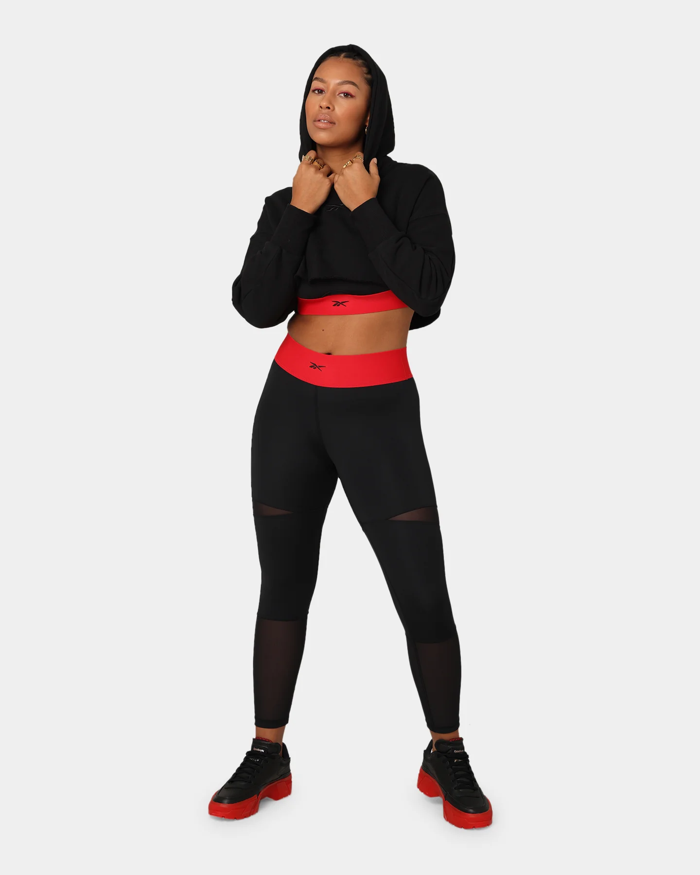 Reebok X Cardi B Women's Cropped Hoodie Black - Image 3