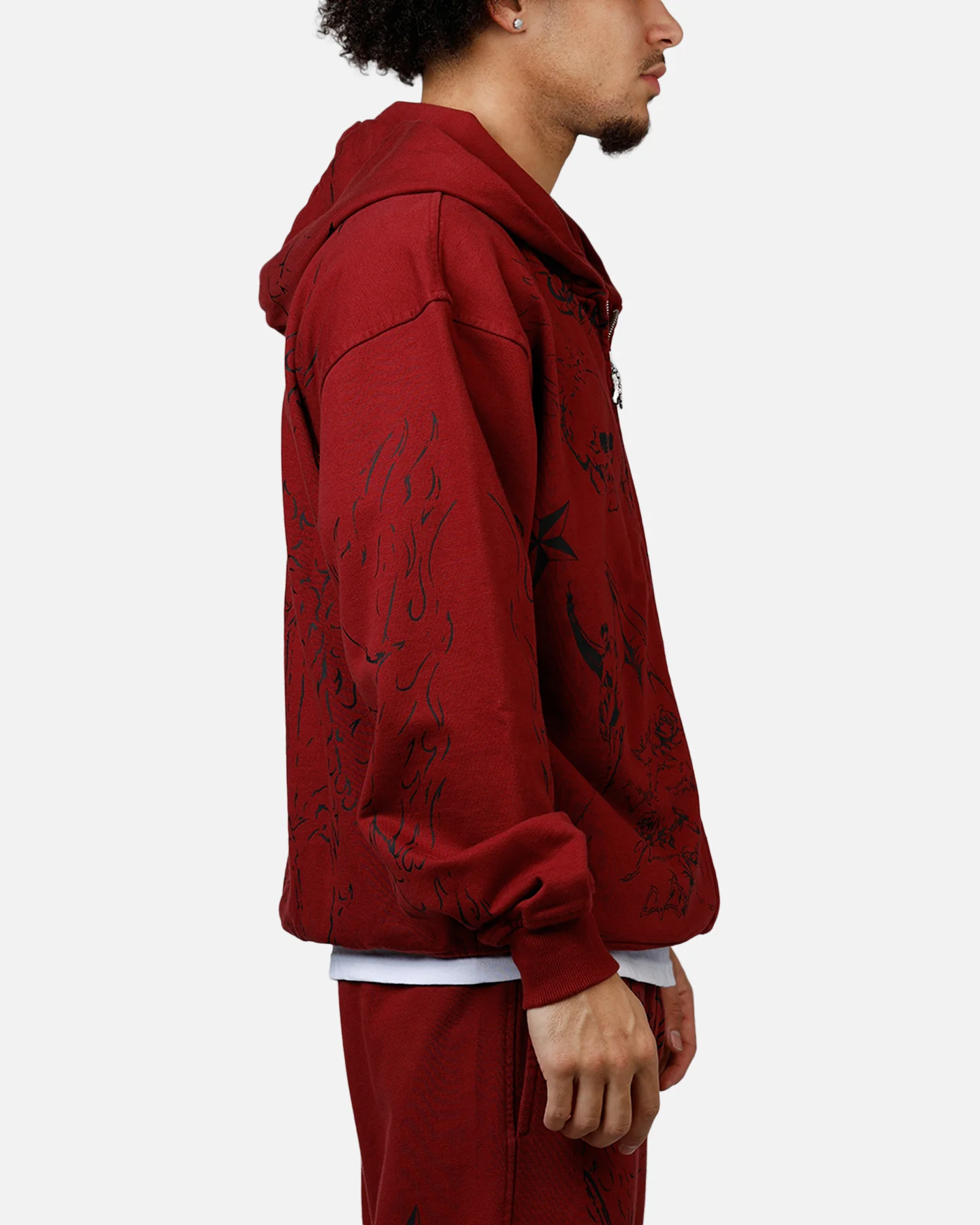 Revenge Tattoo Zip Hoodie Red - Image 4
