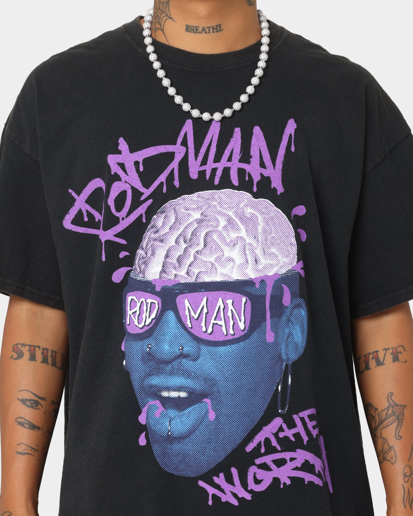Rodman Brand The Worm Brain Vintage T-Shirt Black Wash - Image 3
