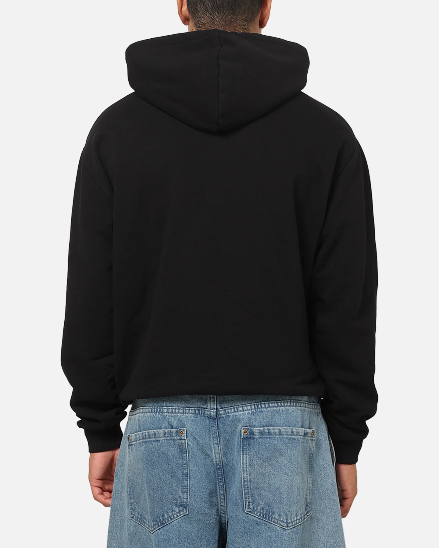 S Double Brush Pullover Hoodie Black - Image 3
