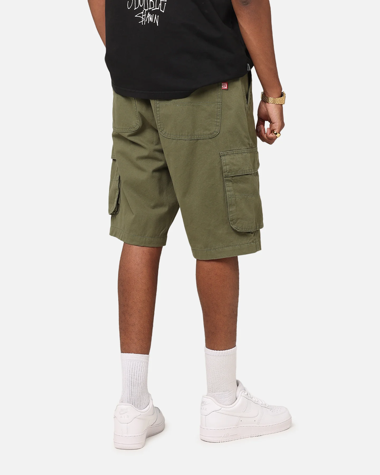 S Double Cargo Work Shorts Forest - Image 5