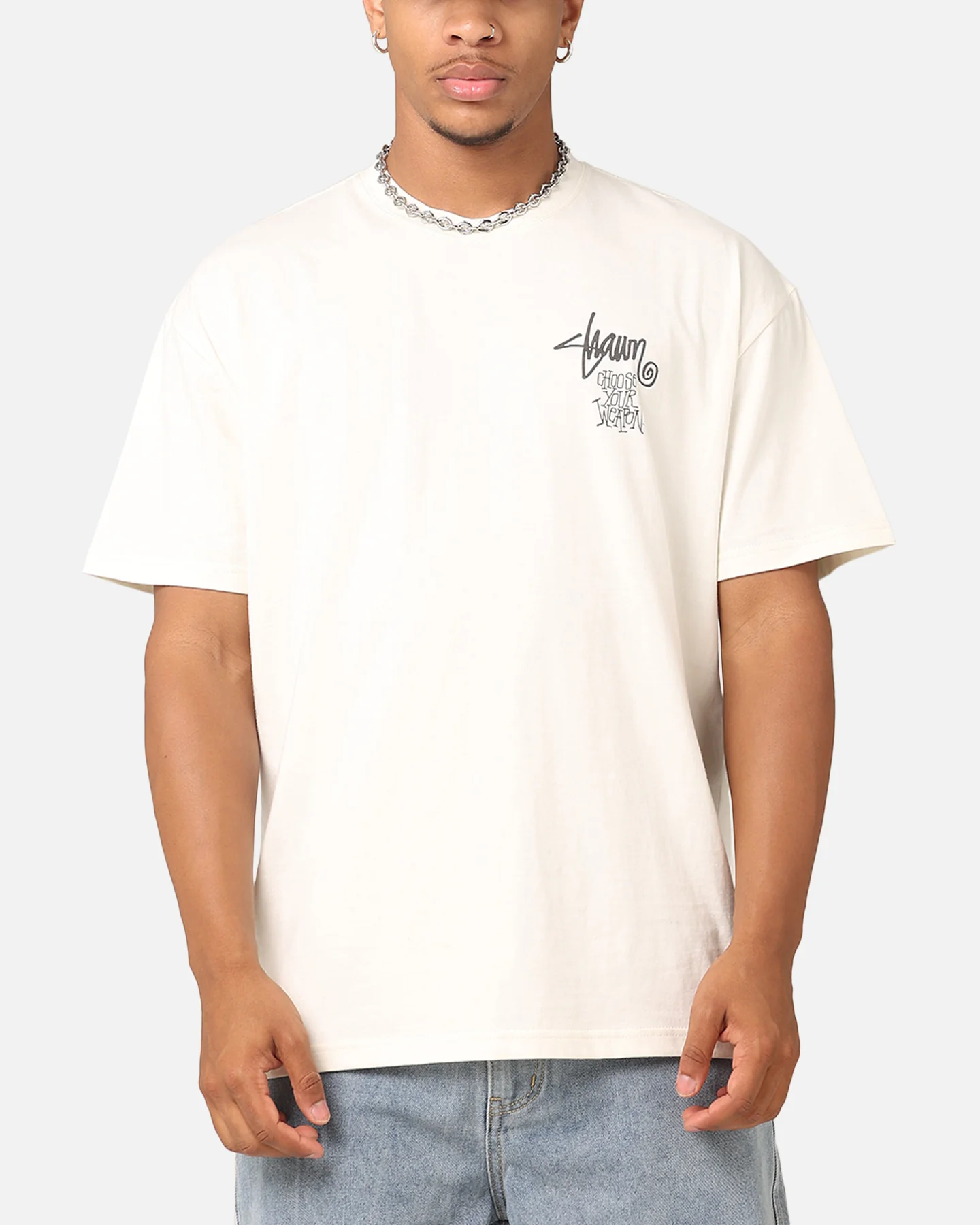 S Double Choose Your Weapon T-Shirt Washed White - Image 2