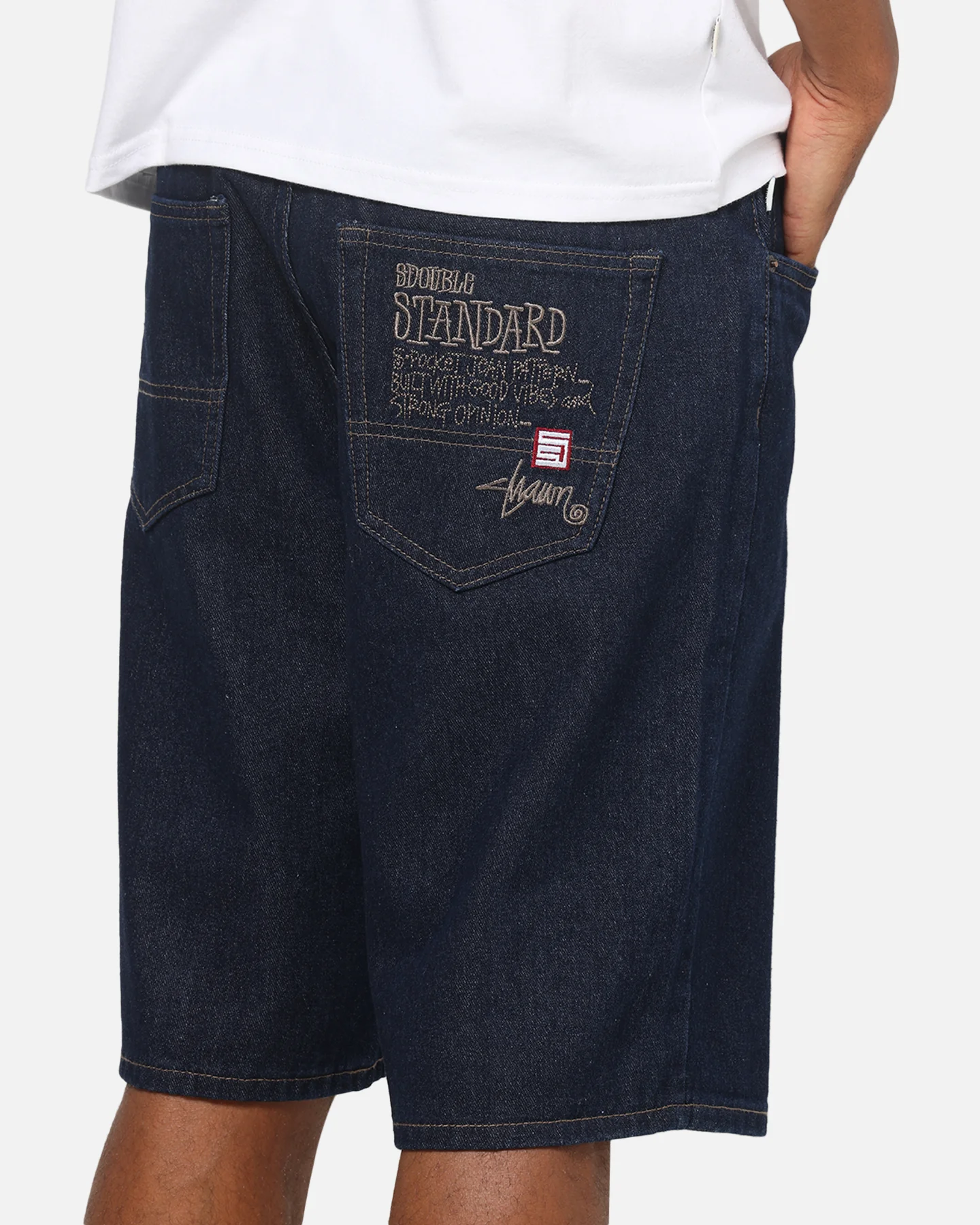 S Double EMB 5 Pocket Shorts One Rinse - Image 3