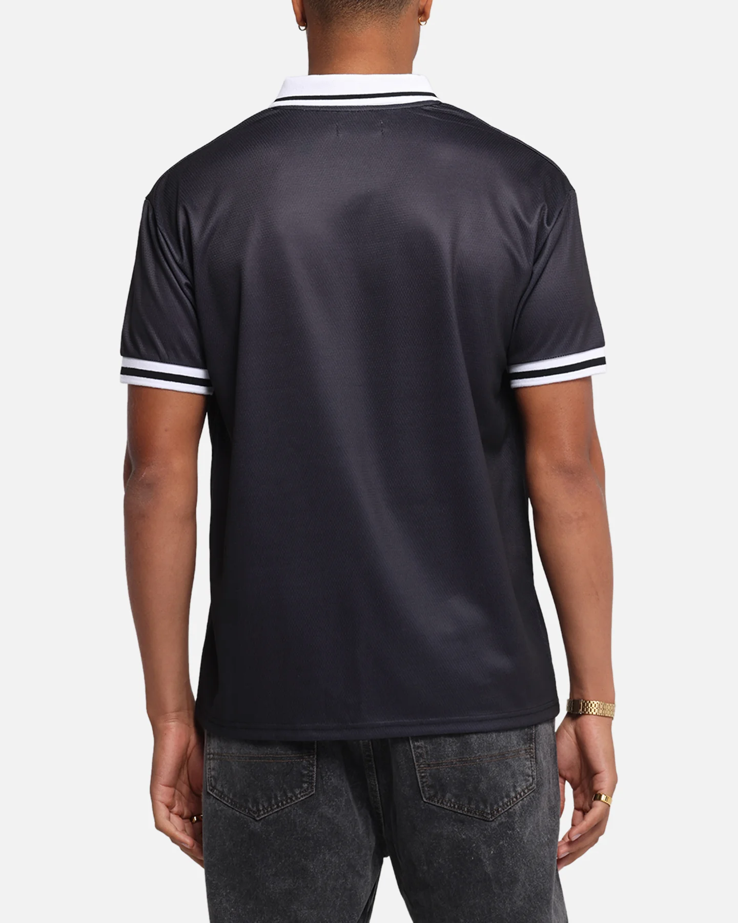 S Double Football Jersey Solid Black - Image 3