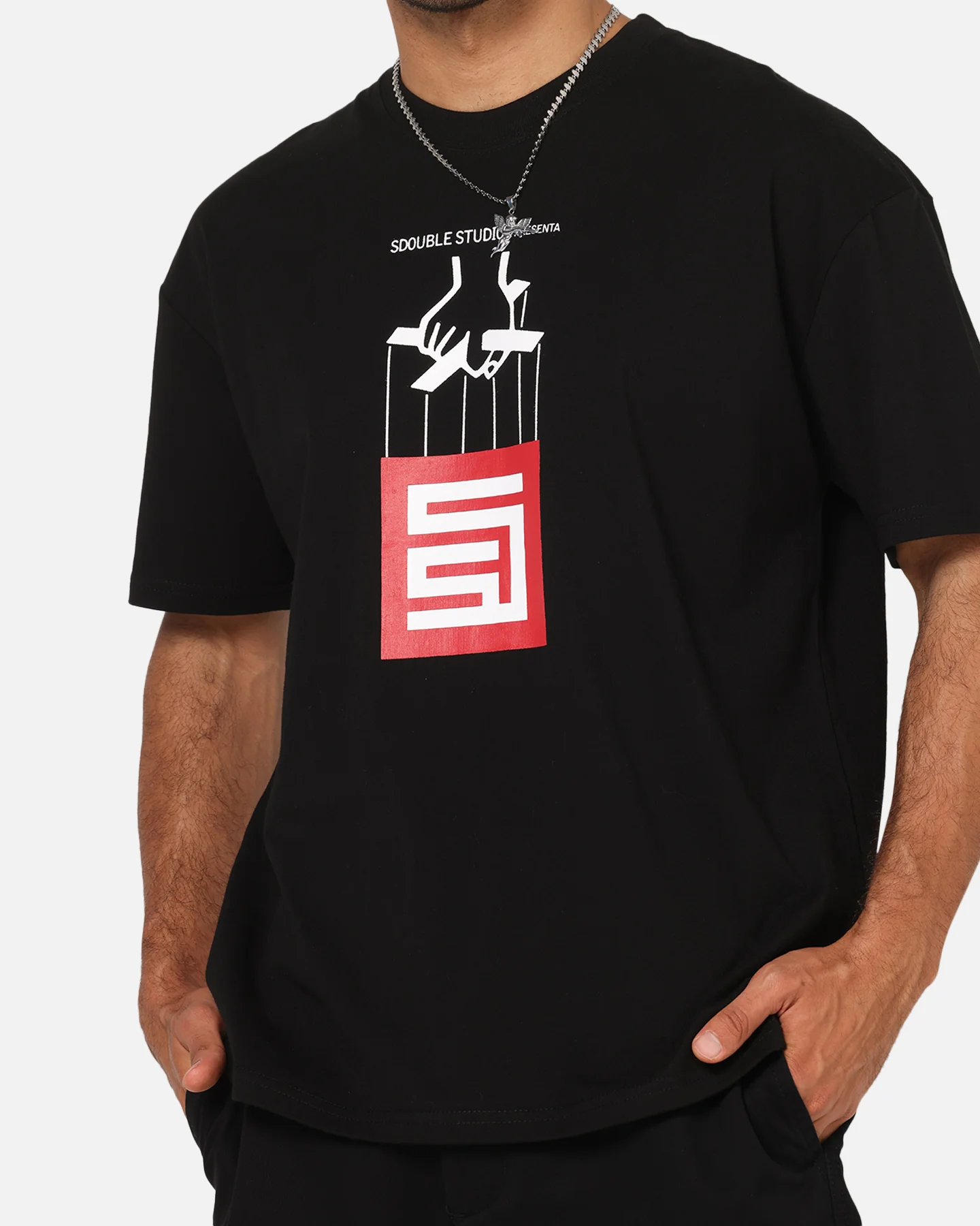 S Double Godfather T-Shirt Black - Image 6