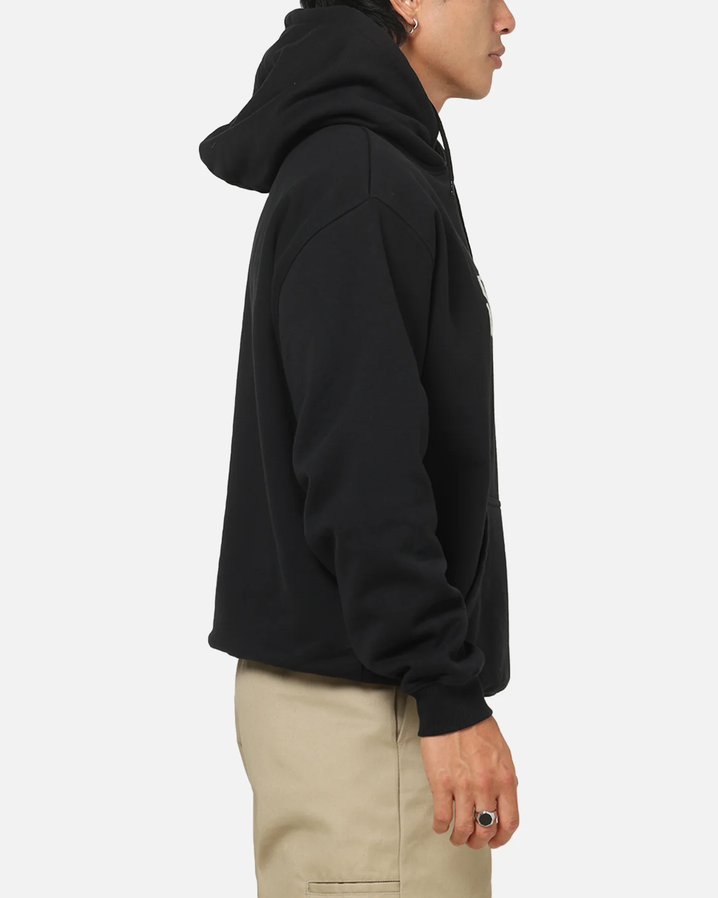 S Double Mid Block Fleece Hoodie Black - Image 4