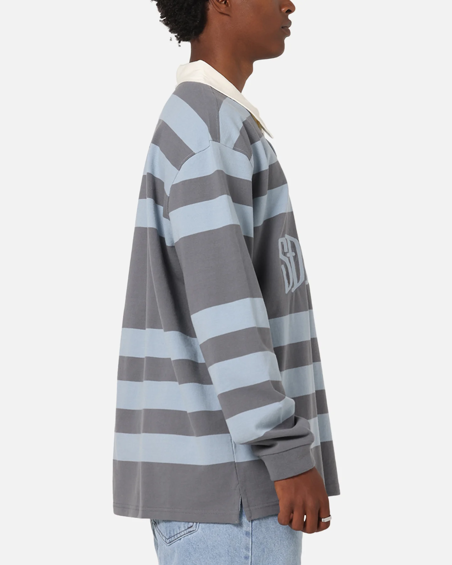 S Double PK Stripe Rugby Polo Baby Blue - Image 4