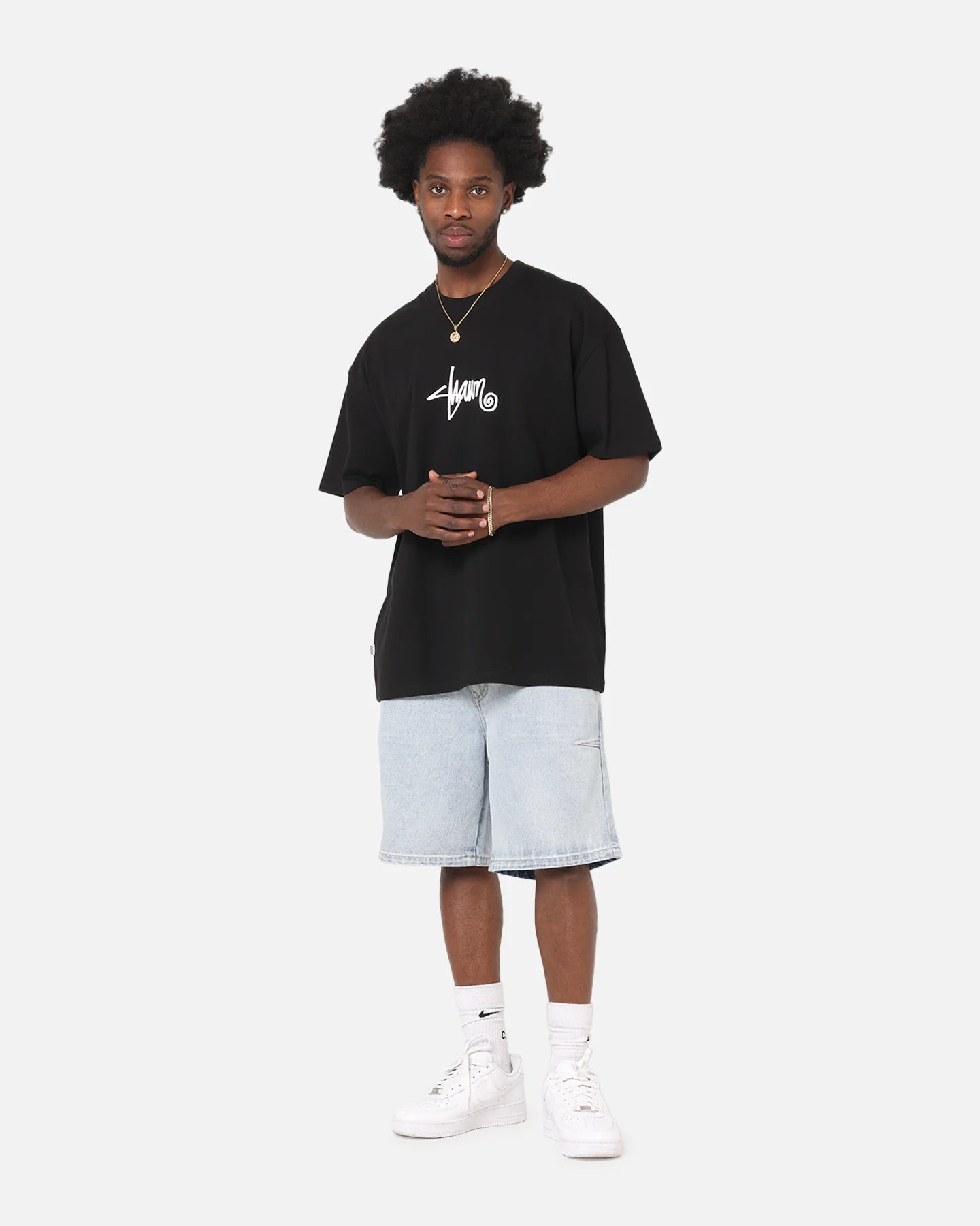 S Double Small Stock T-Shirt Black - Image 2