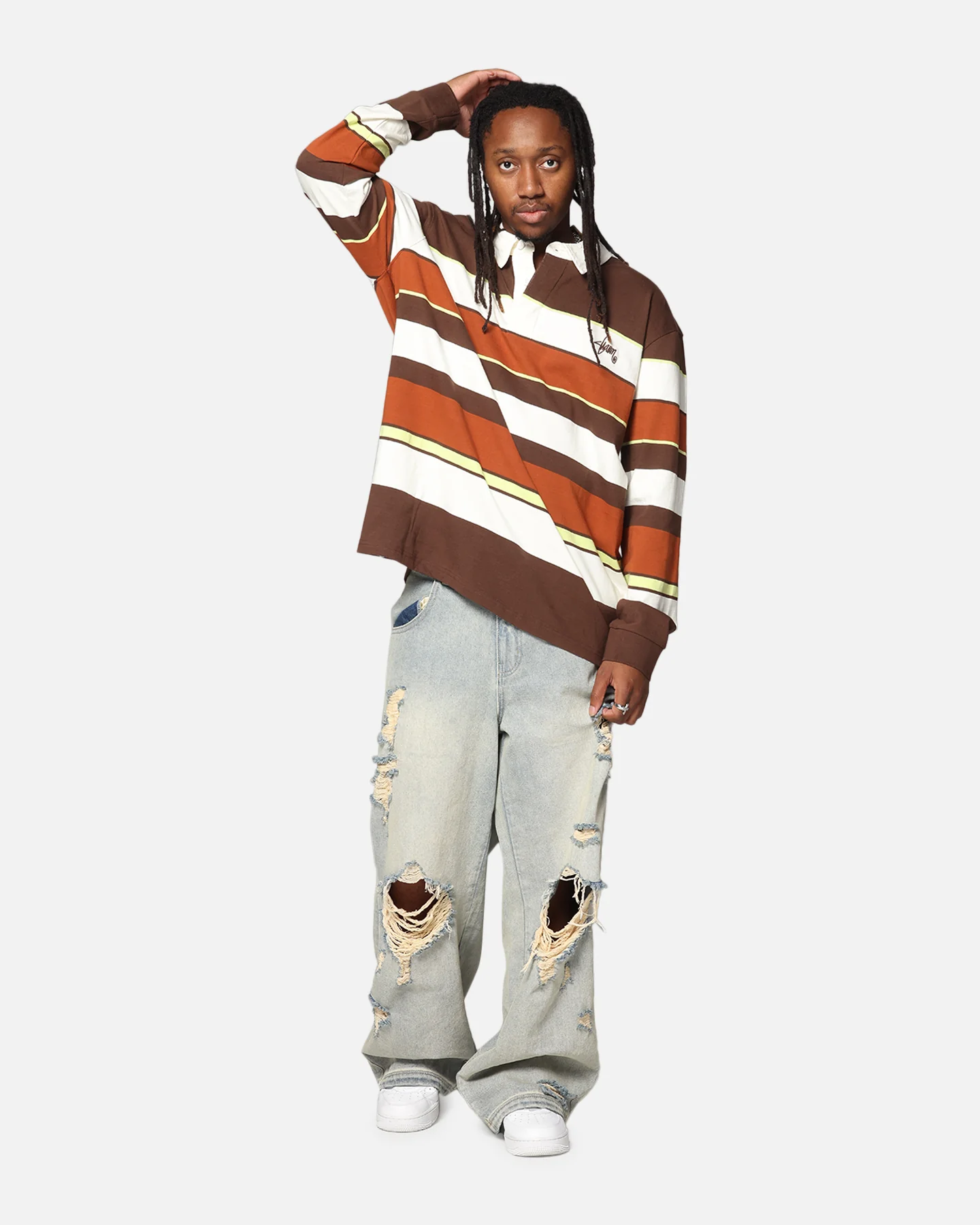 S Double Variagated Stripe Rugby Jersey Orange Spice - Image 2
